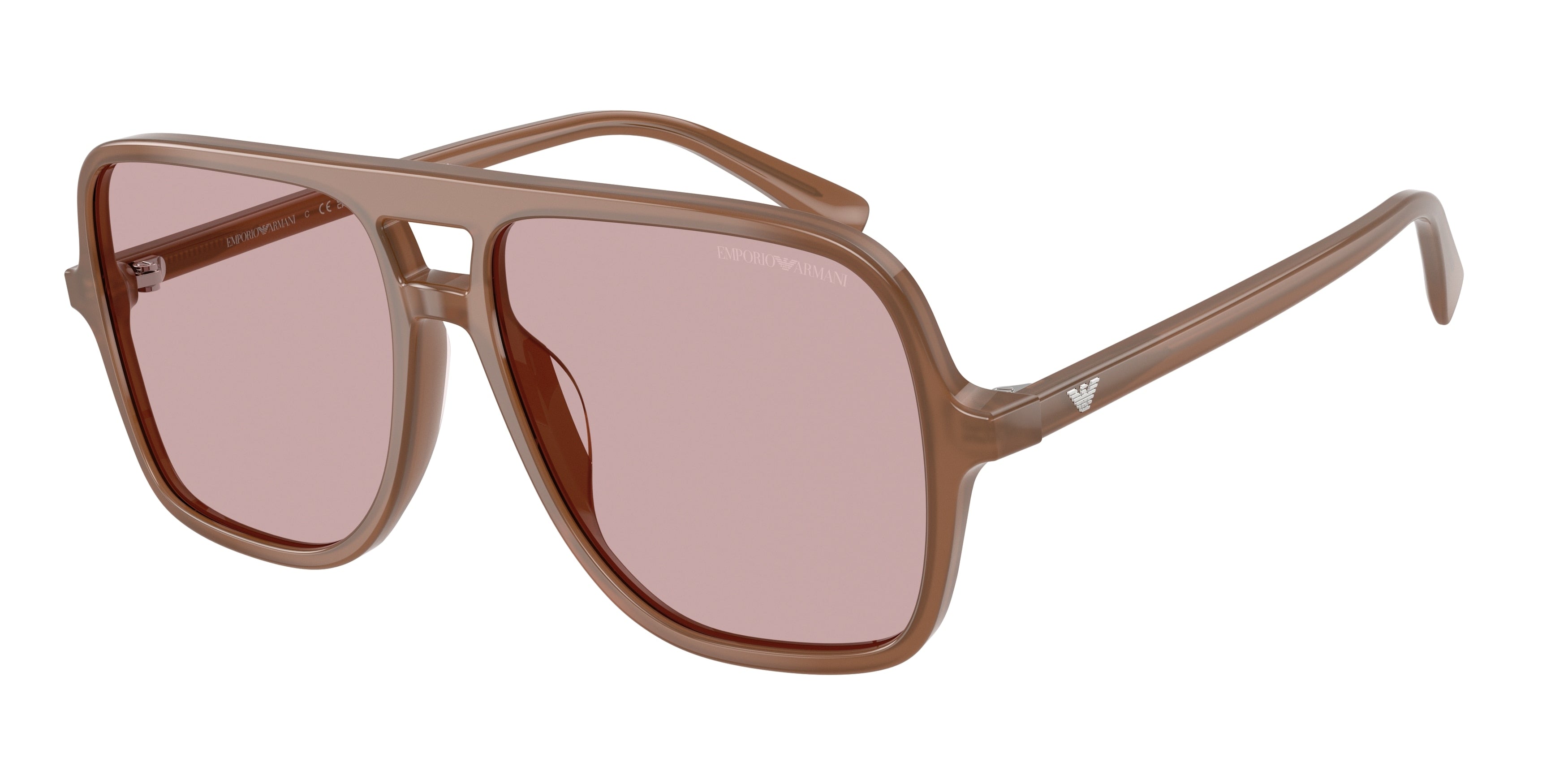 Emporio Armani EA4252U Pilot Sunglasses  627173-Shiny Opaline Light Brown 57-145-15 - Color Map Brown