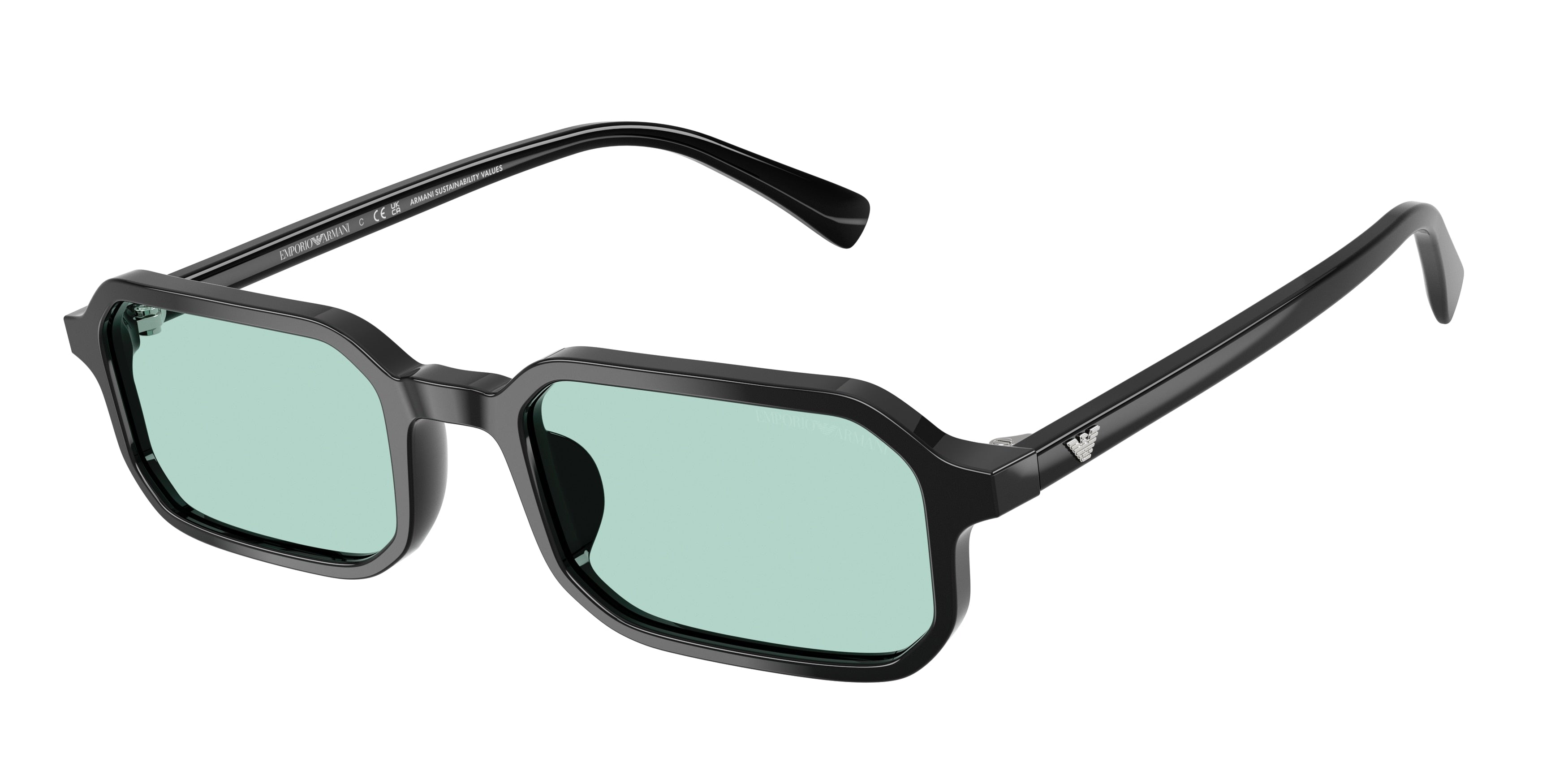 Emporio Armani EA4253U Rectangle Sunglasses 501765-Shiny Black 54-145-21 - Color Map Black