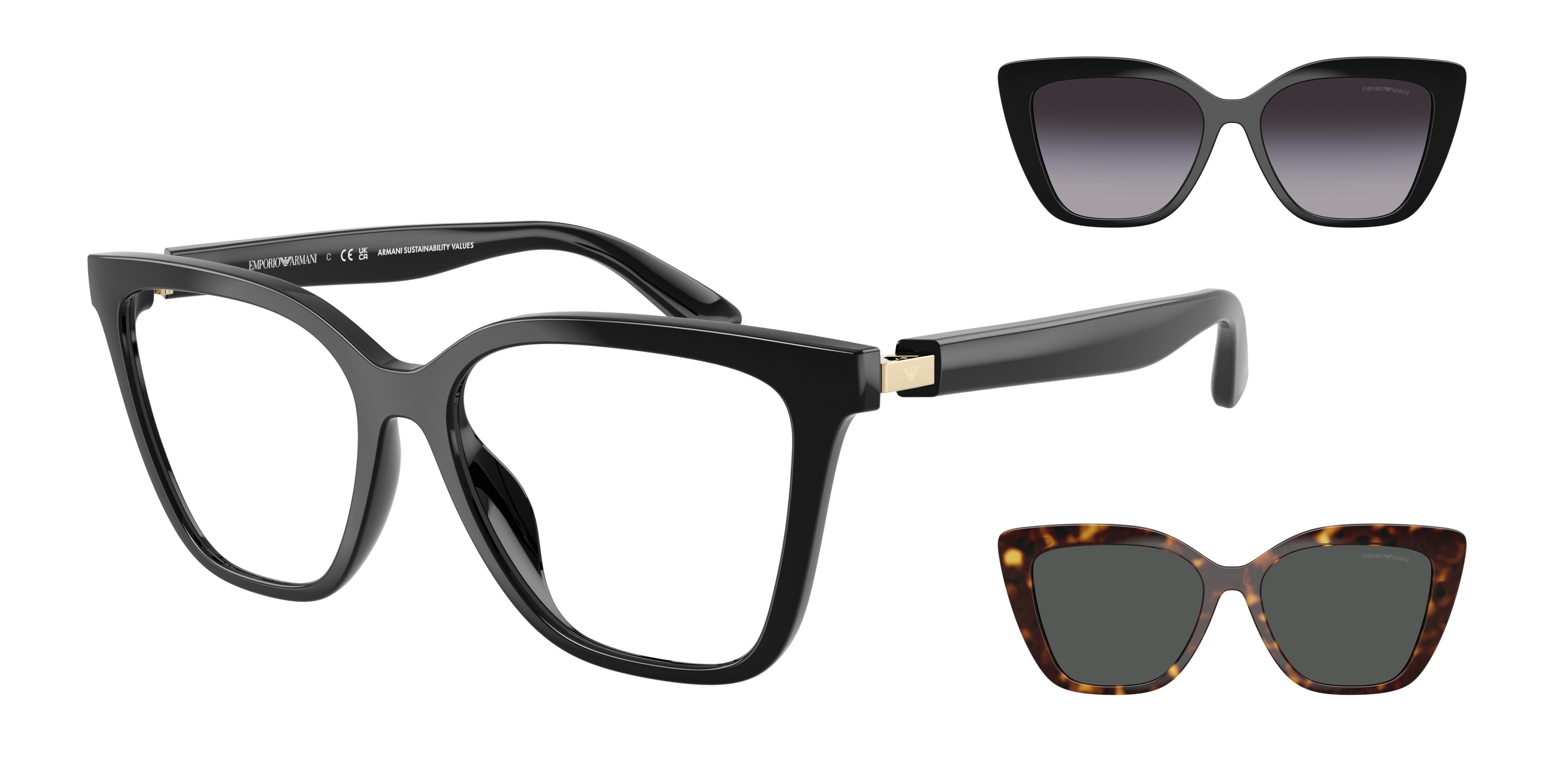Emporio Armani EA4254U Cat Eye Sunglasses 50171W-Shiny Black 54-140-16 - Color Map Black
