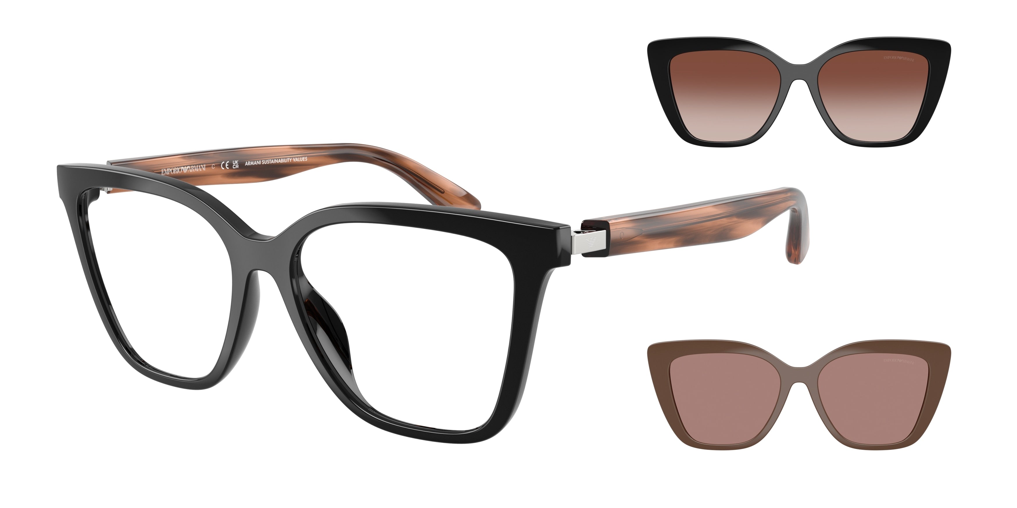 Emporio Armani EA4254U Cat Eye Sunglasses  62661W-Shiny Black 54-140-16 - Color Map Black