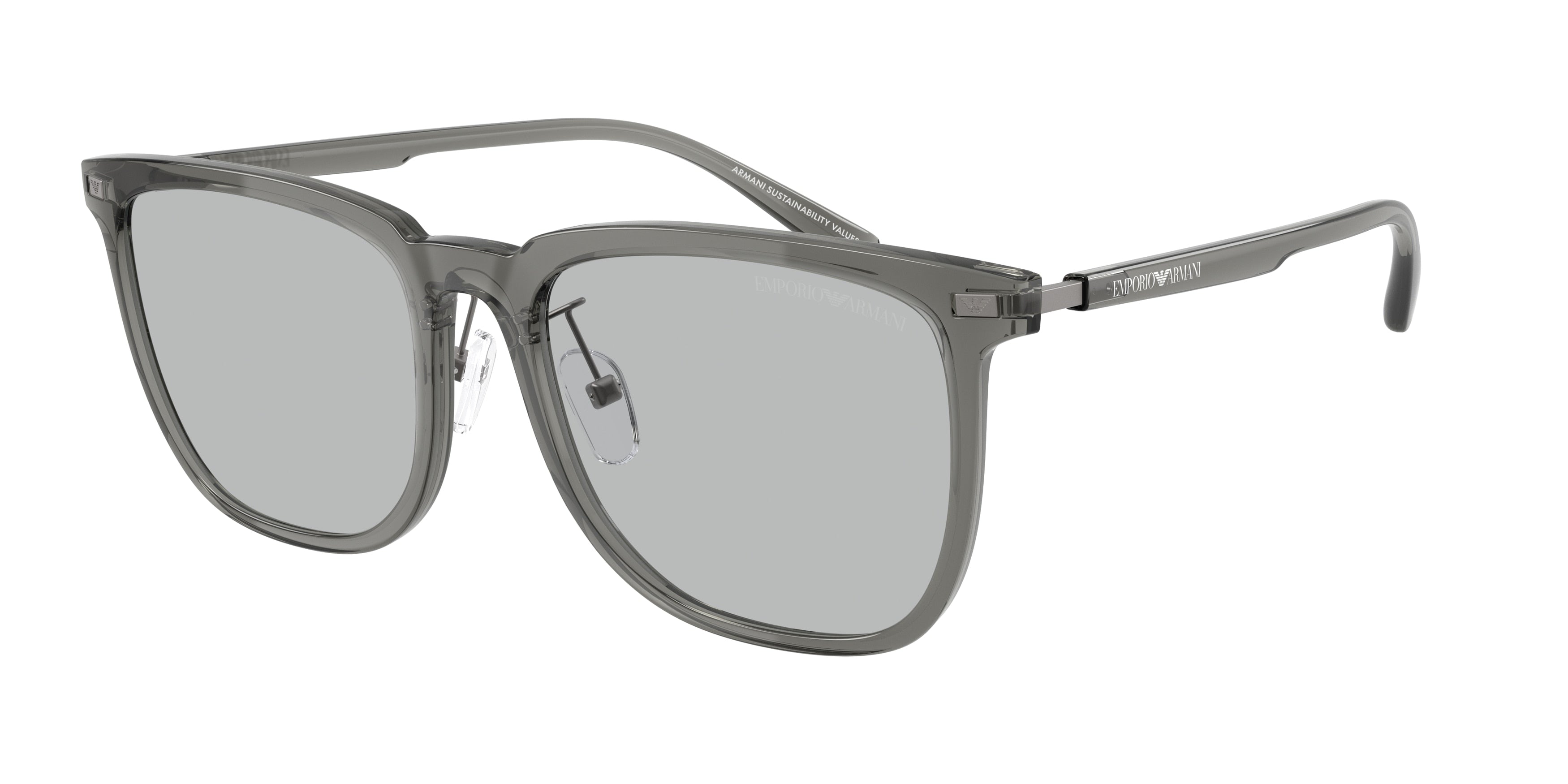Emporio Armani EA4255D Irregular Sunglasses 502987-Shiny Transparent Grey 56-145-18 - Color Map Grey