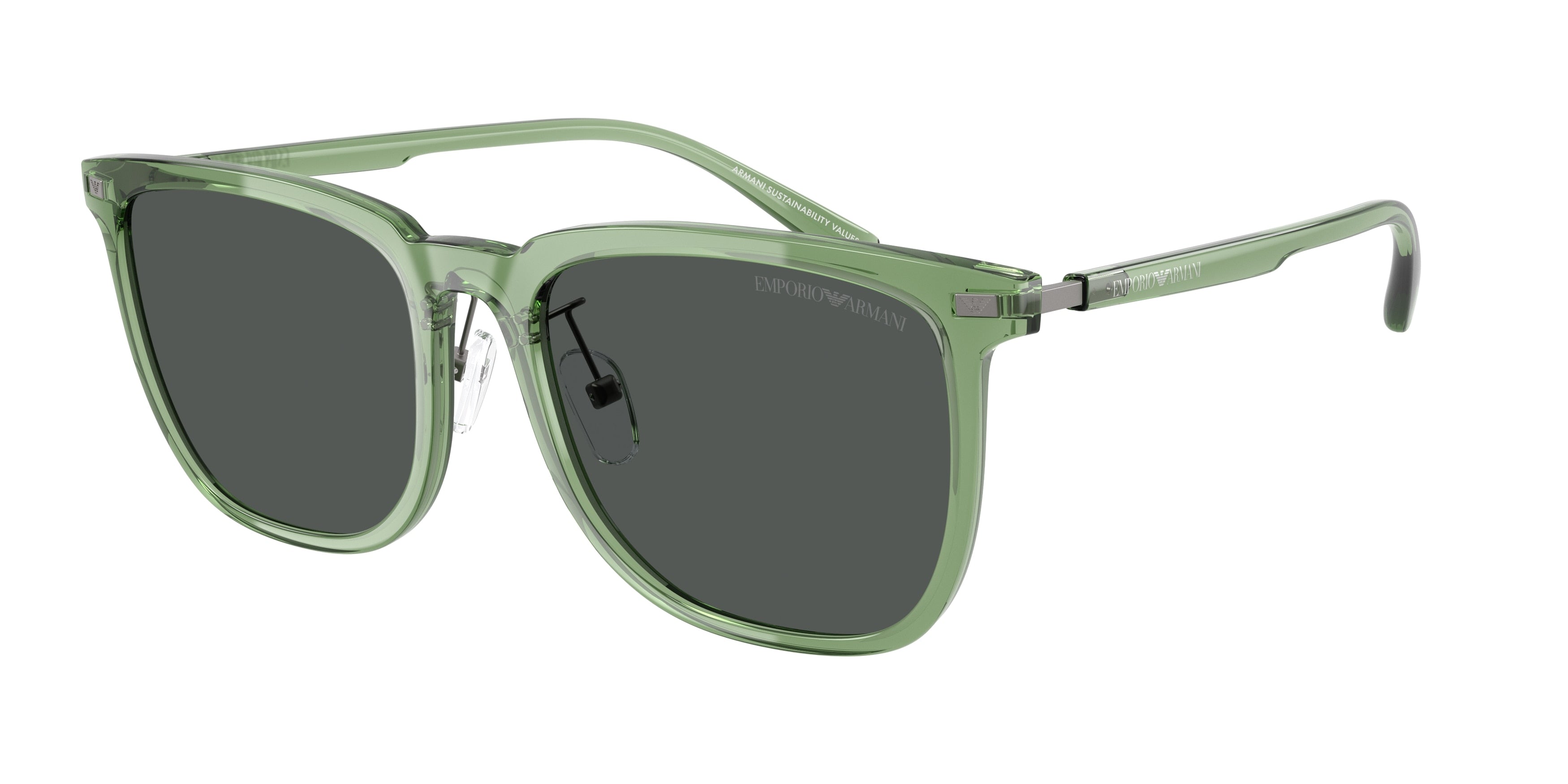 Emporio Armani EA4255D Irregular Sunglasses 536287-Shiny Transparent Green 56-145-18 - Color Map Green