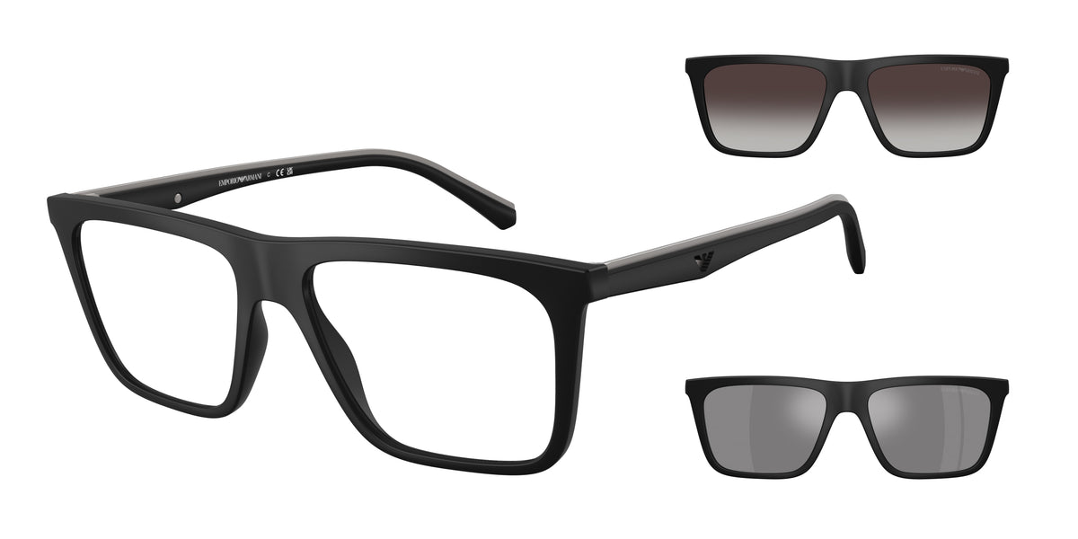 Emporio Armani EA4258F Square Sunglasses for Men — Free Shipping - 56-145-17 / 50011W-Matte Black