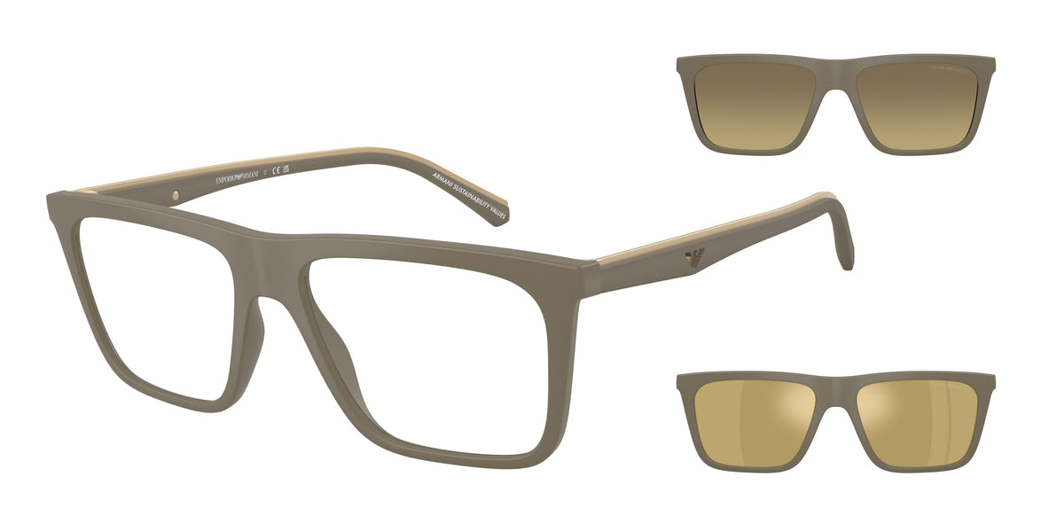 Emporio Armani EA4258 Square Sunglasses for Men — Free Shipping - 54-145-17 / 54371W-Matte Beige