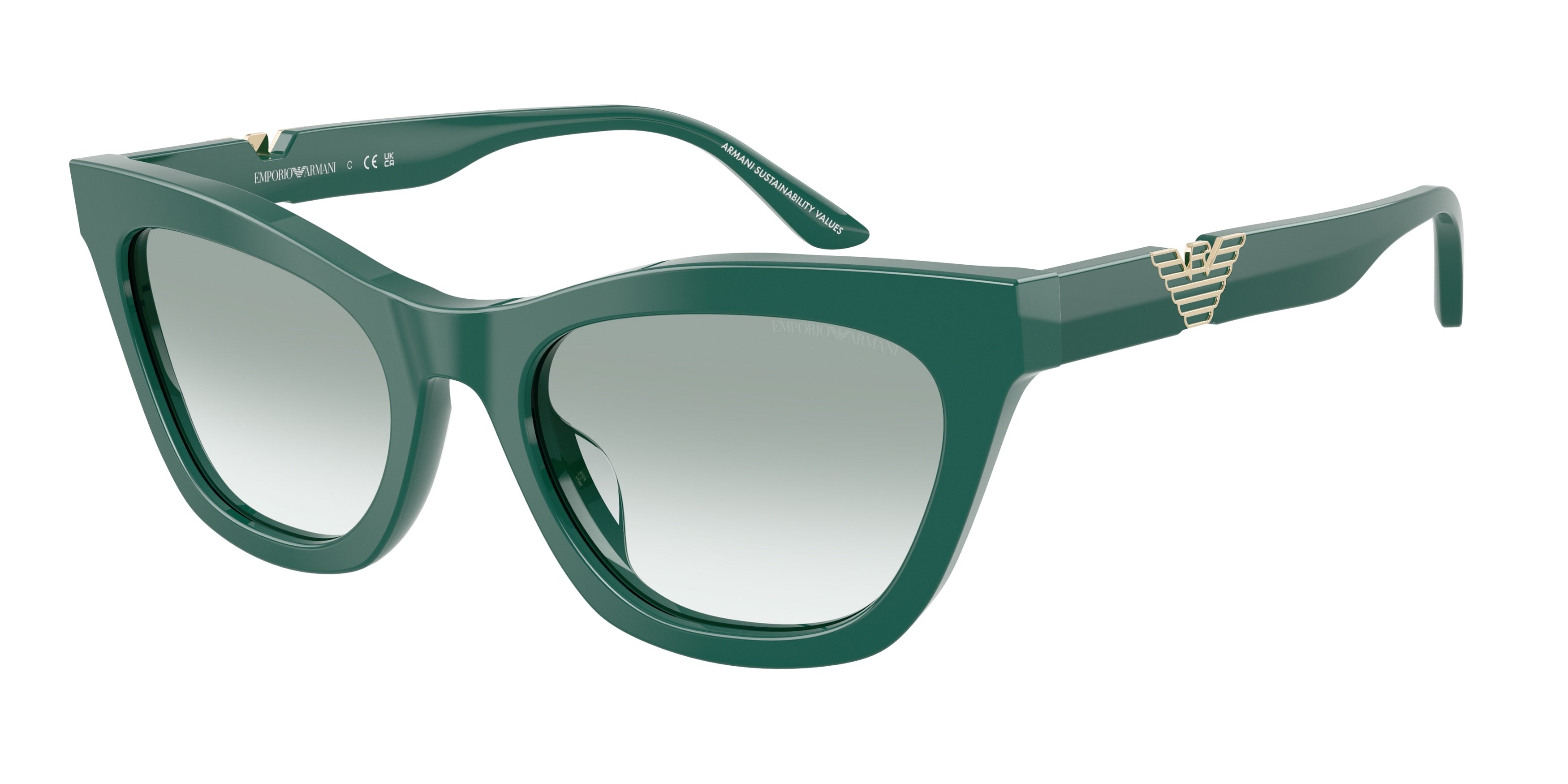 Emporio Armani EA4259U Cat Eye Sunglasses for Women — Free Shipping - 55-140-20 / 63248E-Shiny Green