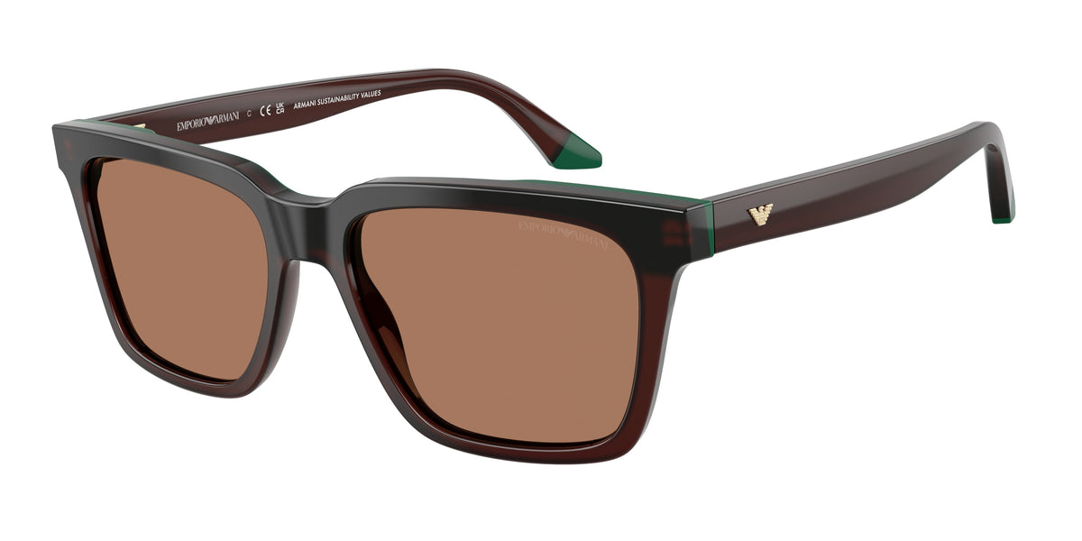 Emporio Armani EA4260 Square Sunglasses for Men — Free Shipping - 55-145-17 / 631573-Opaline Brown/Green