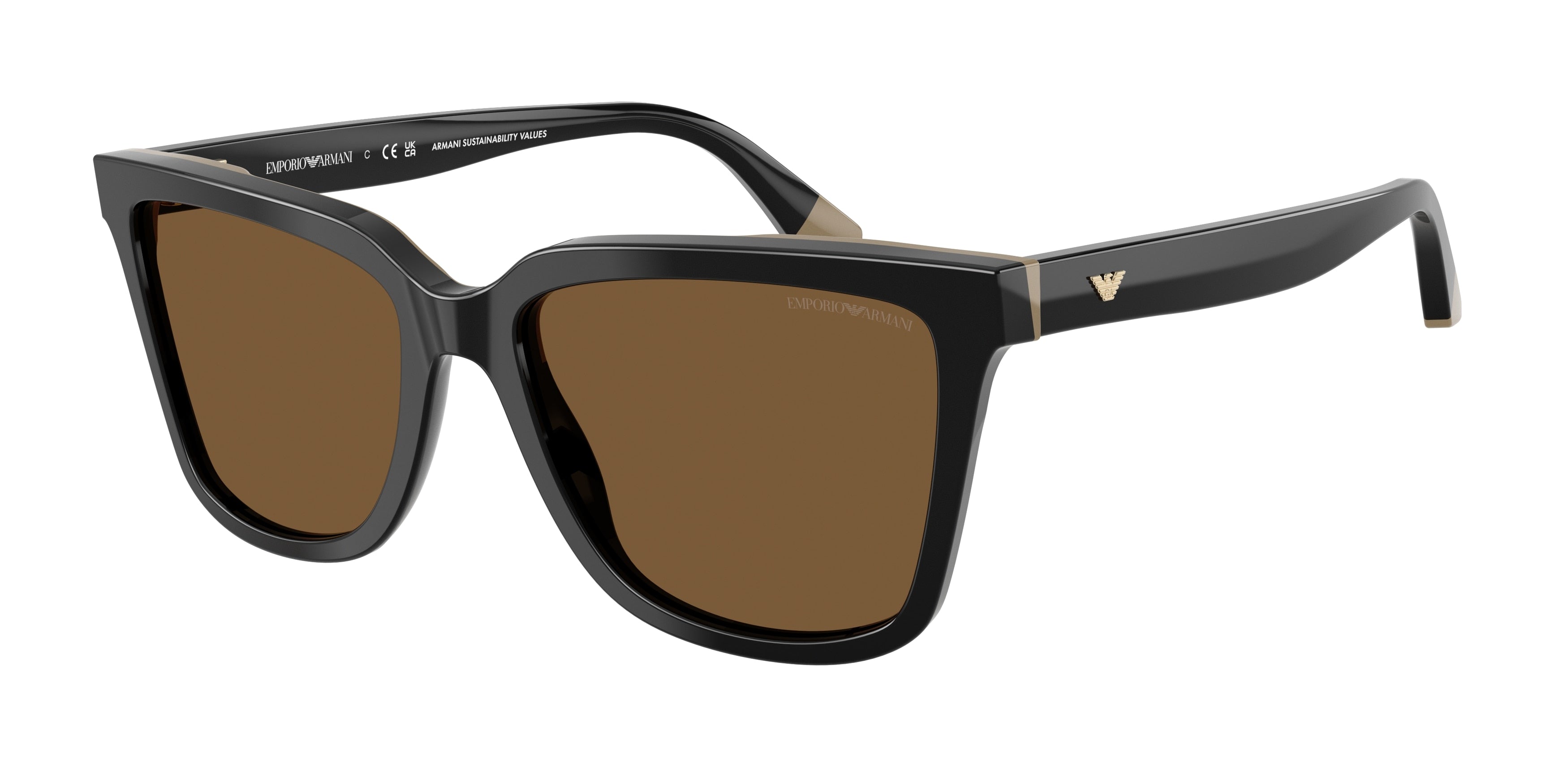 Emporio Armani EA4261F Irregular Sunglasses for Women — Free Shipping - 55-145-17 / 631373-Black/Beige