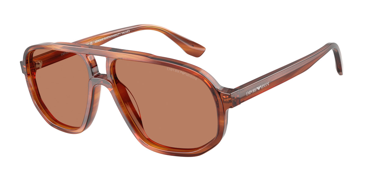 Emporio Armani EA4263U Pilot Sunglasses for Men — Free Shipping - 57-145-14 / 632973-Striped Dark Brown