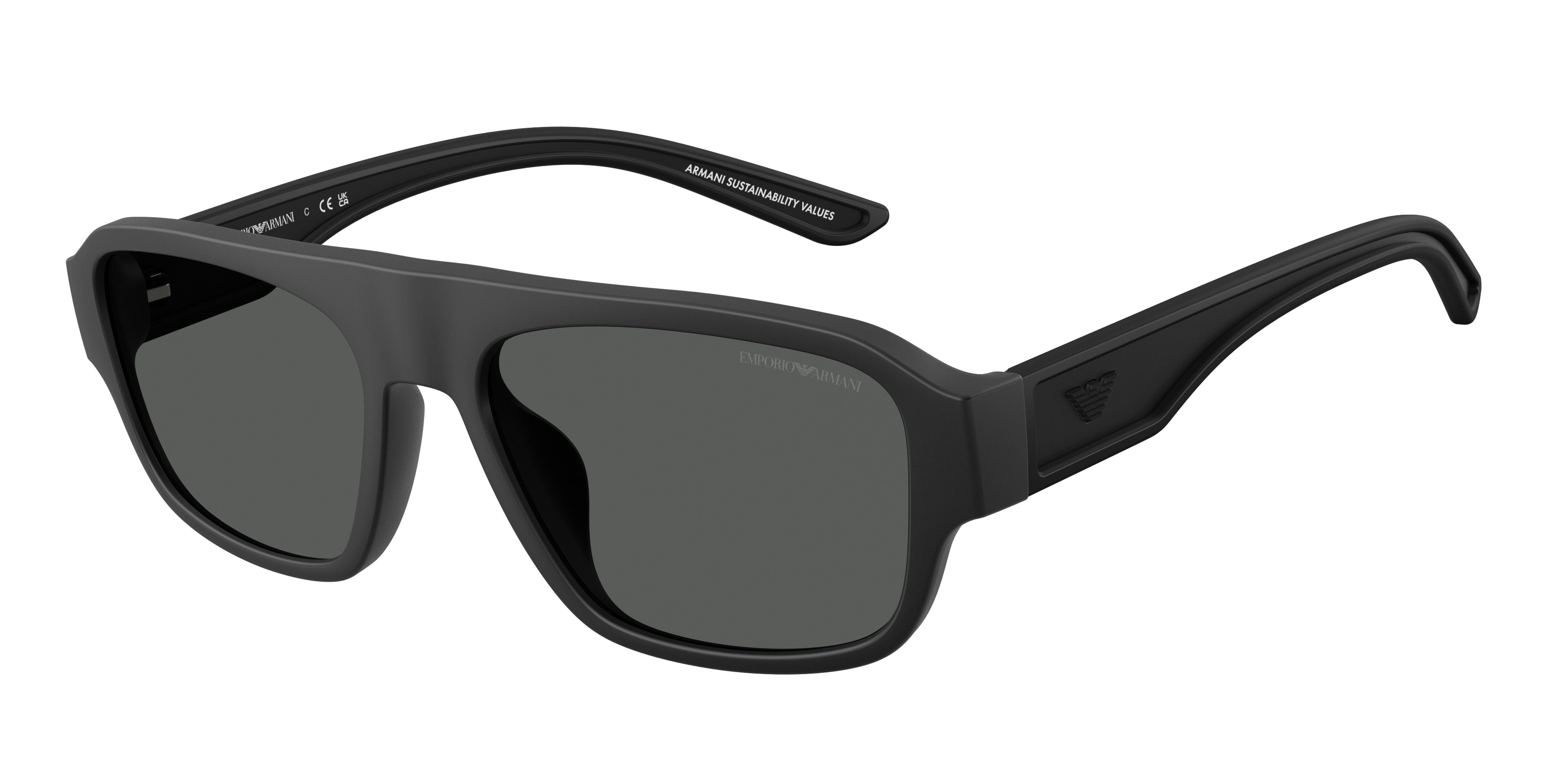 Emporio Armani EA4266U Irregular Sunglasses 500187-Rubberized Matte Black 55-145-17 - Color Map Black
