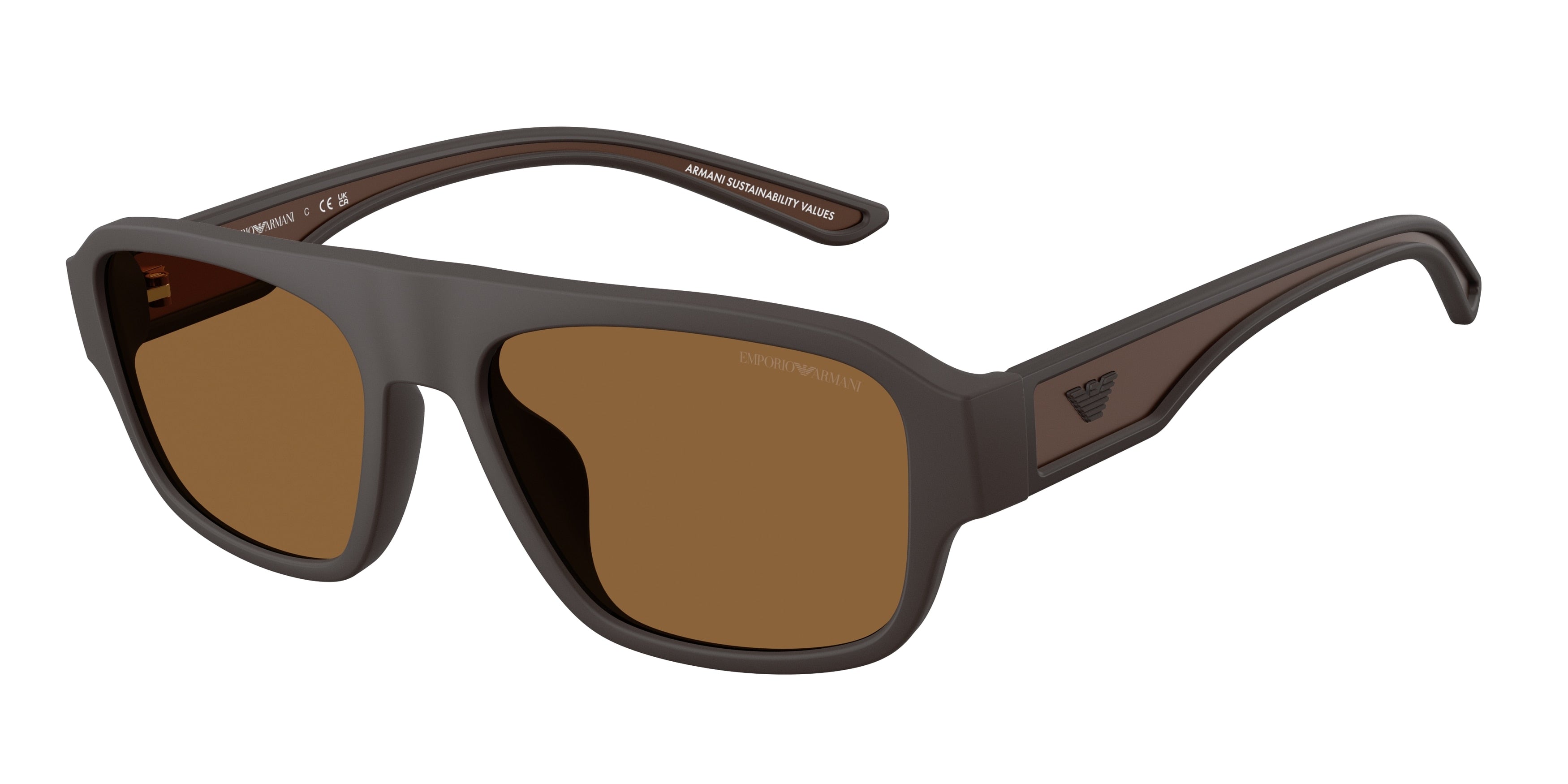 Emporio Armani EA4266U Irregular Sunglasses 618673-Rubberized Matte Brown 55-145-17 - Color Map Brown