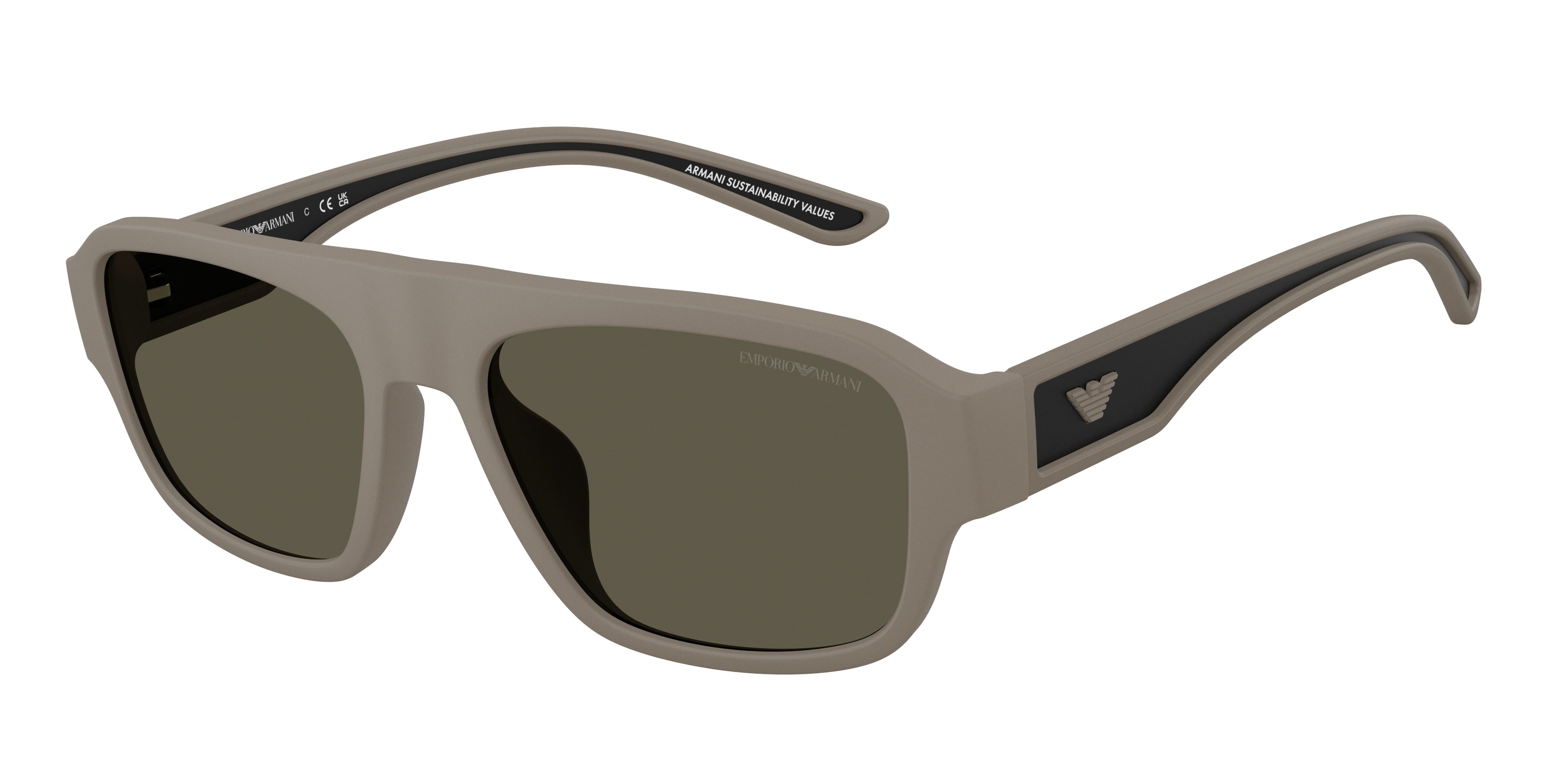 Emporio Armani EA4266U Irregular Sunglasses 636187-Rubberized Matte Light Brown 55-145-17 - Color Map Brown