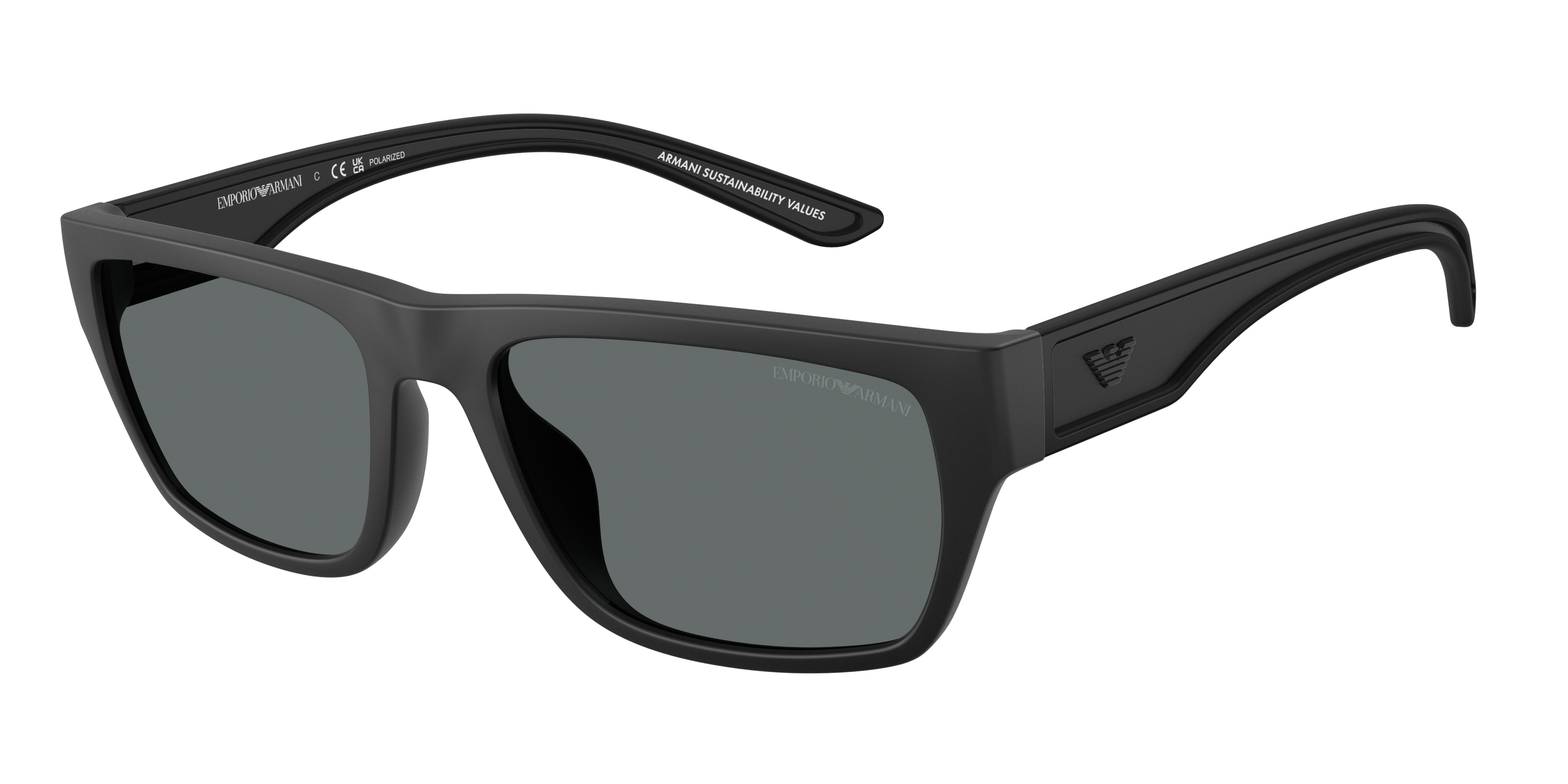 Emporio Armani EA4267U Pillow Sunglasses 500181-Rubberized Matte Black 57-145-18 - Color Map Black