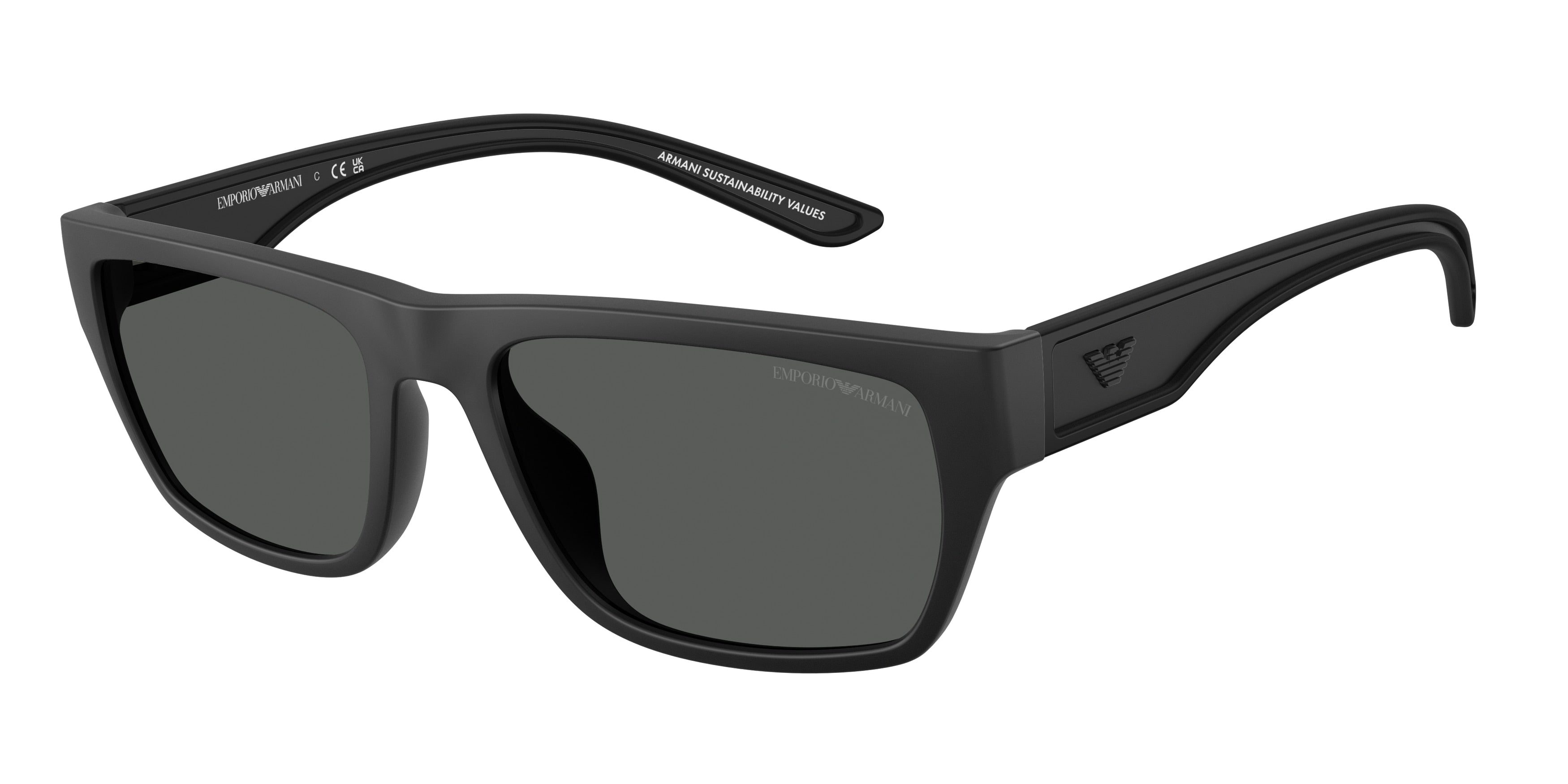 Emporio Armani EA4267U Pillow Sunglasses 500187-Rubberized Matte Black 57-145-18 - Color Map Black
