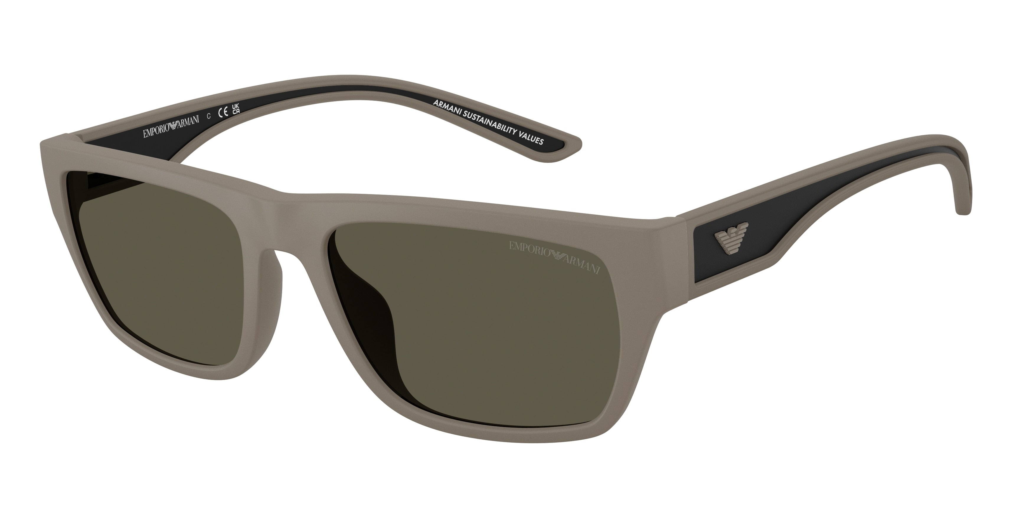 Emporio Armani EA4267U Pillow Sunglasses 636187-Rubberized Matte Light Brown 57-145-18 - Color Map Brown