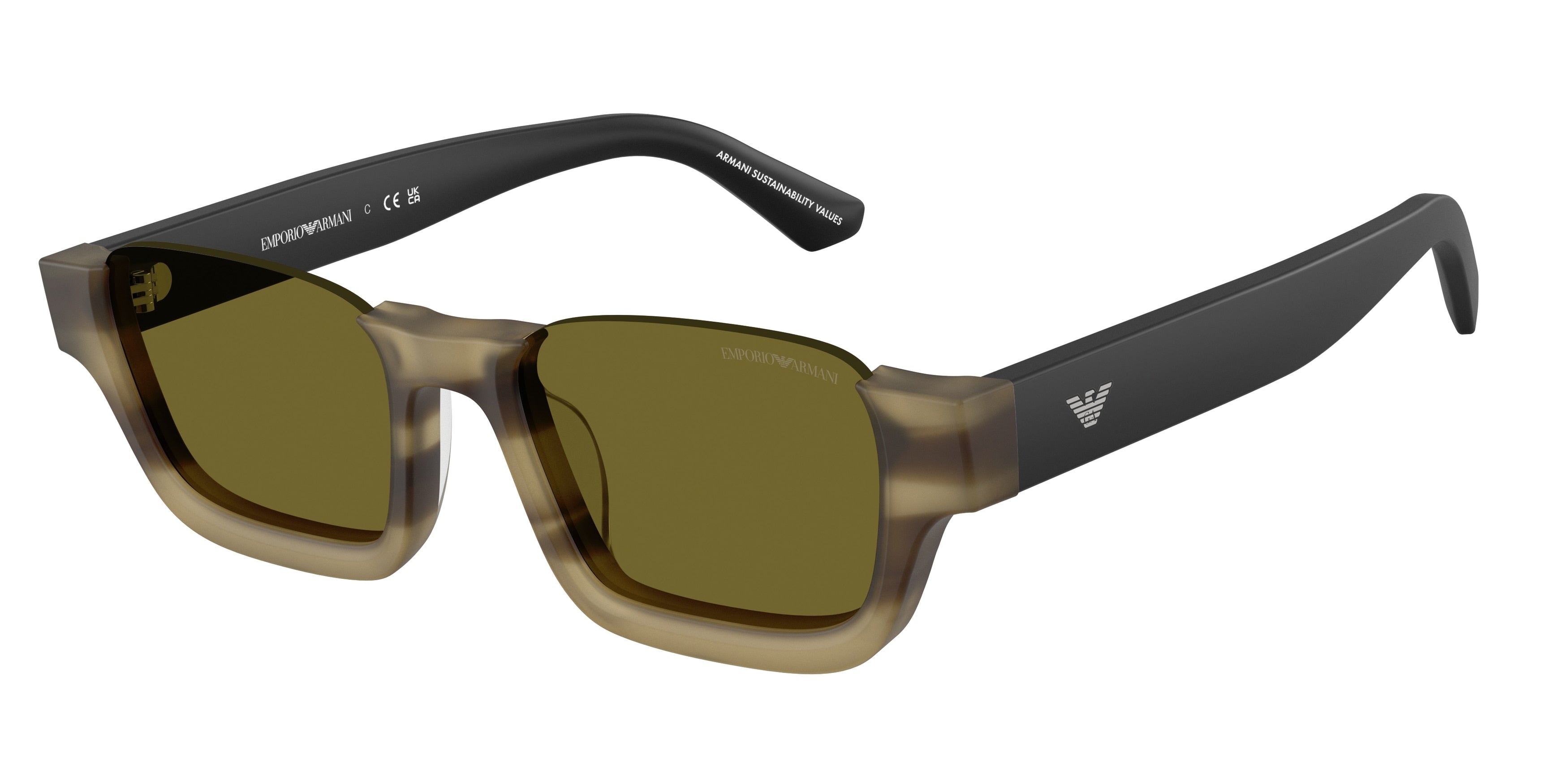 Emporio Armani EA4268U Irregular Sunglasses 6369/2-Striped Havana Green 58-145-12 - Color Map Green