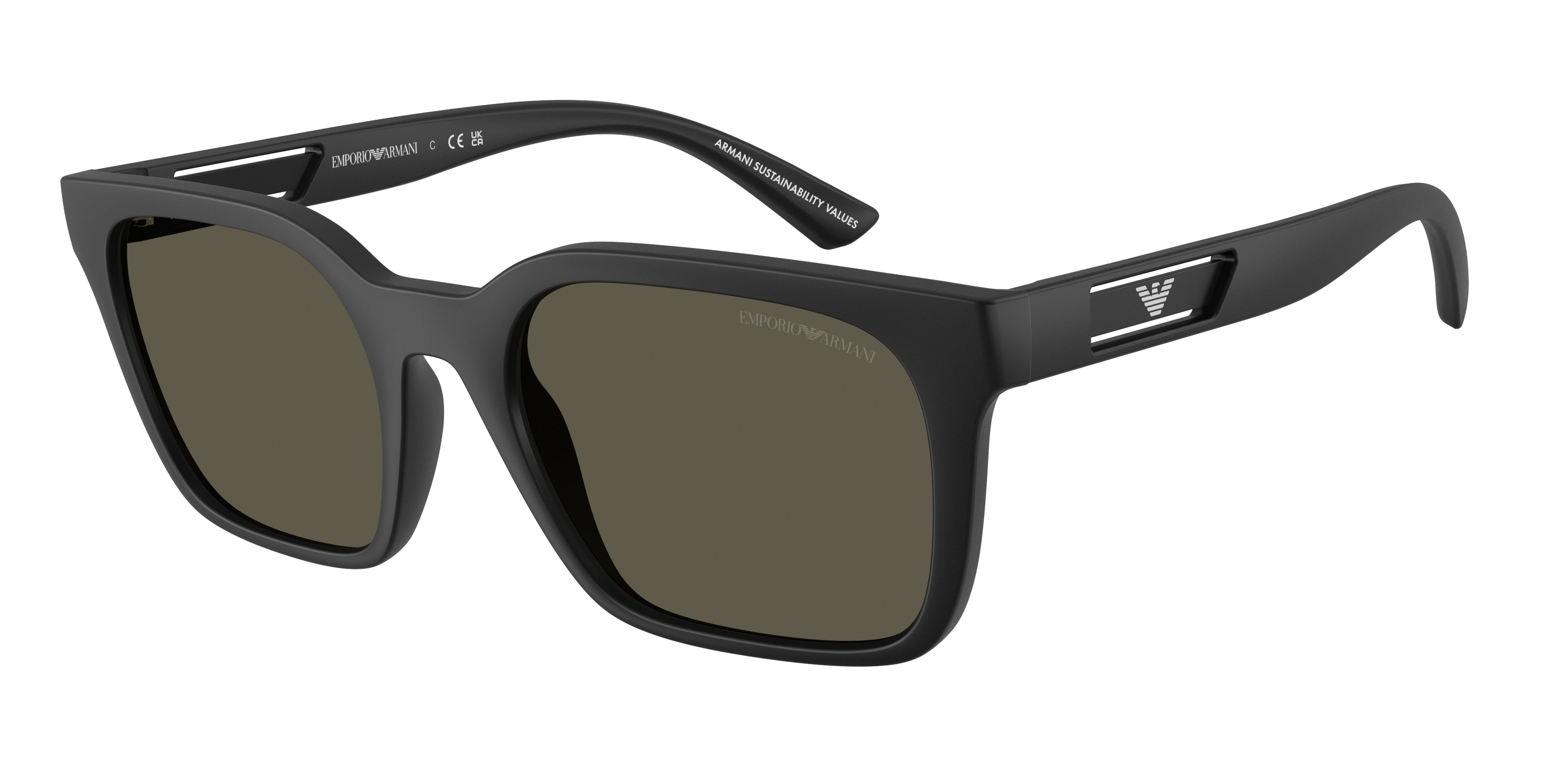 Emporio Armani EA4269F Square Sunglasses 500187-Matte Black 56-145-20 - Color Map Black