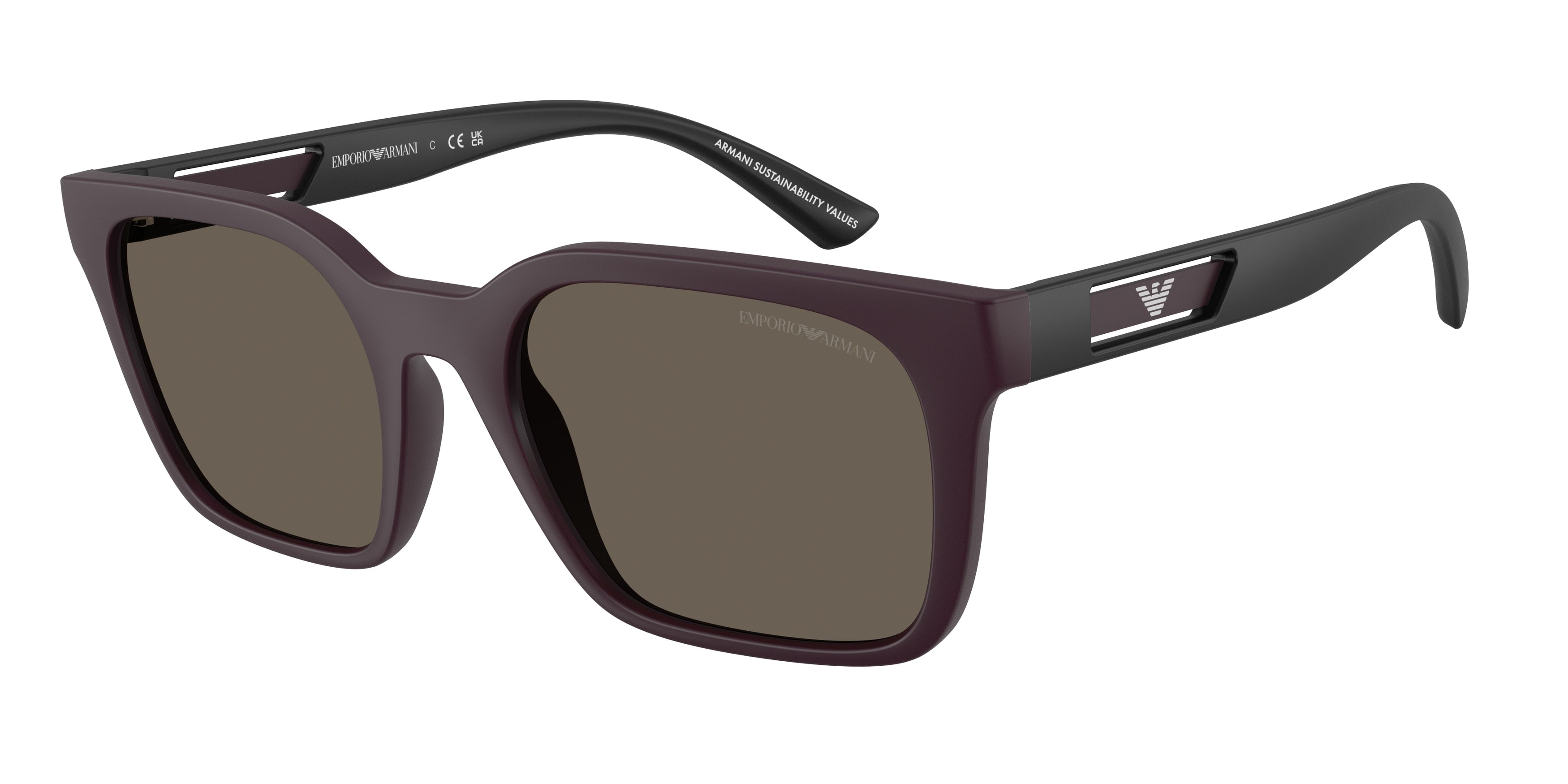 Emporio Armani EA4269F Square Sunglasses 6371/3-Matte Plum 56-145-20 - Color Map Violet