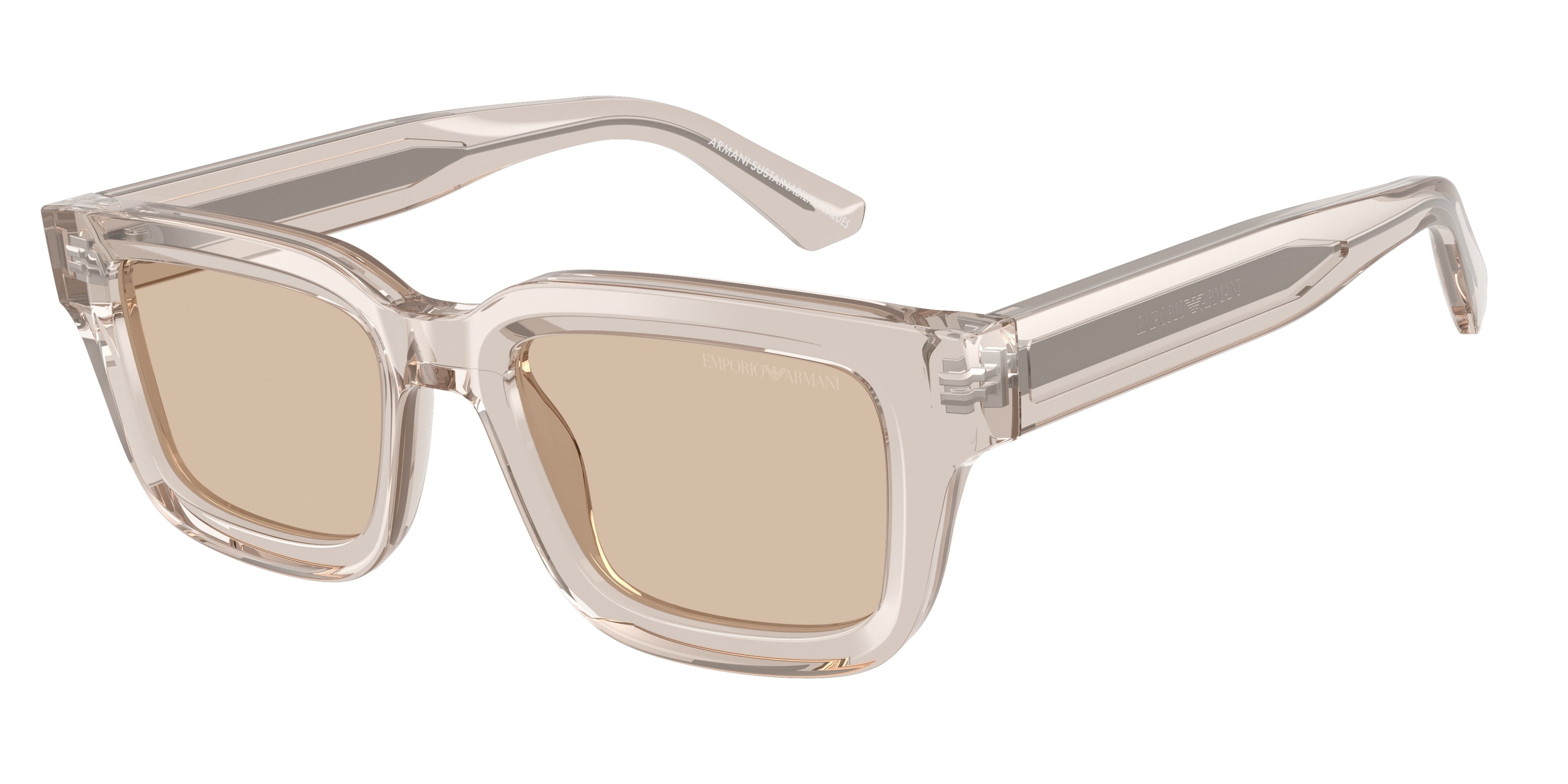 Emporio Armani EA4270F Irregular Sunglasses 636393-Shiny Transparent Tundra 53-145-19 - Color Map Brown