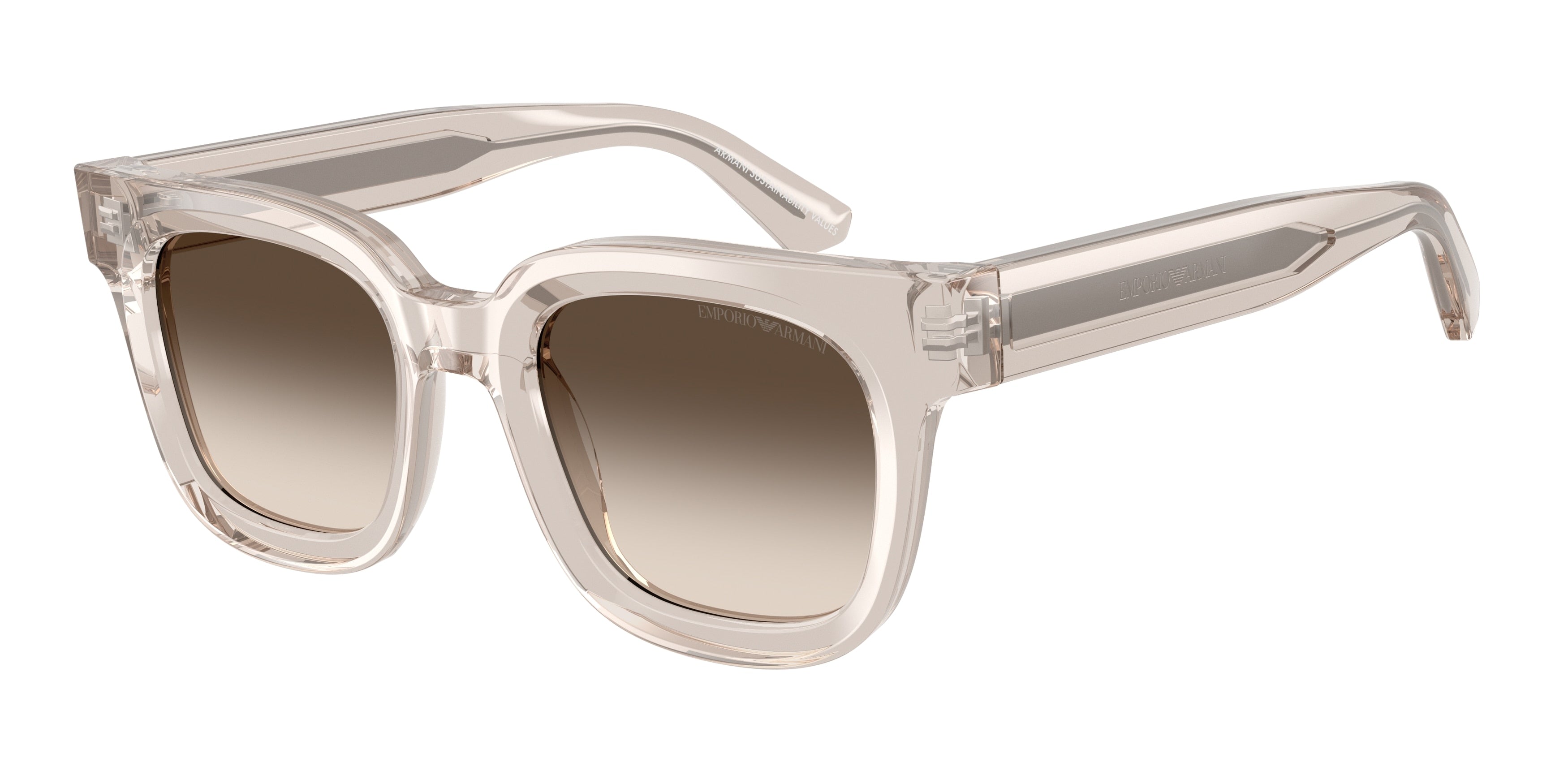 Emporio Armani EA4271 Irregular Sunglasses 63630A-Shiny Transparent Tundra 47-140-20 - Color Map Brown