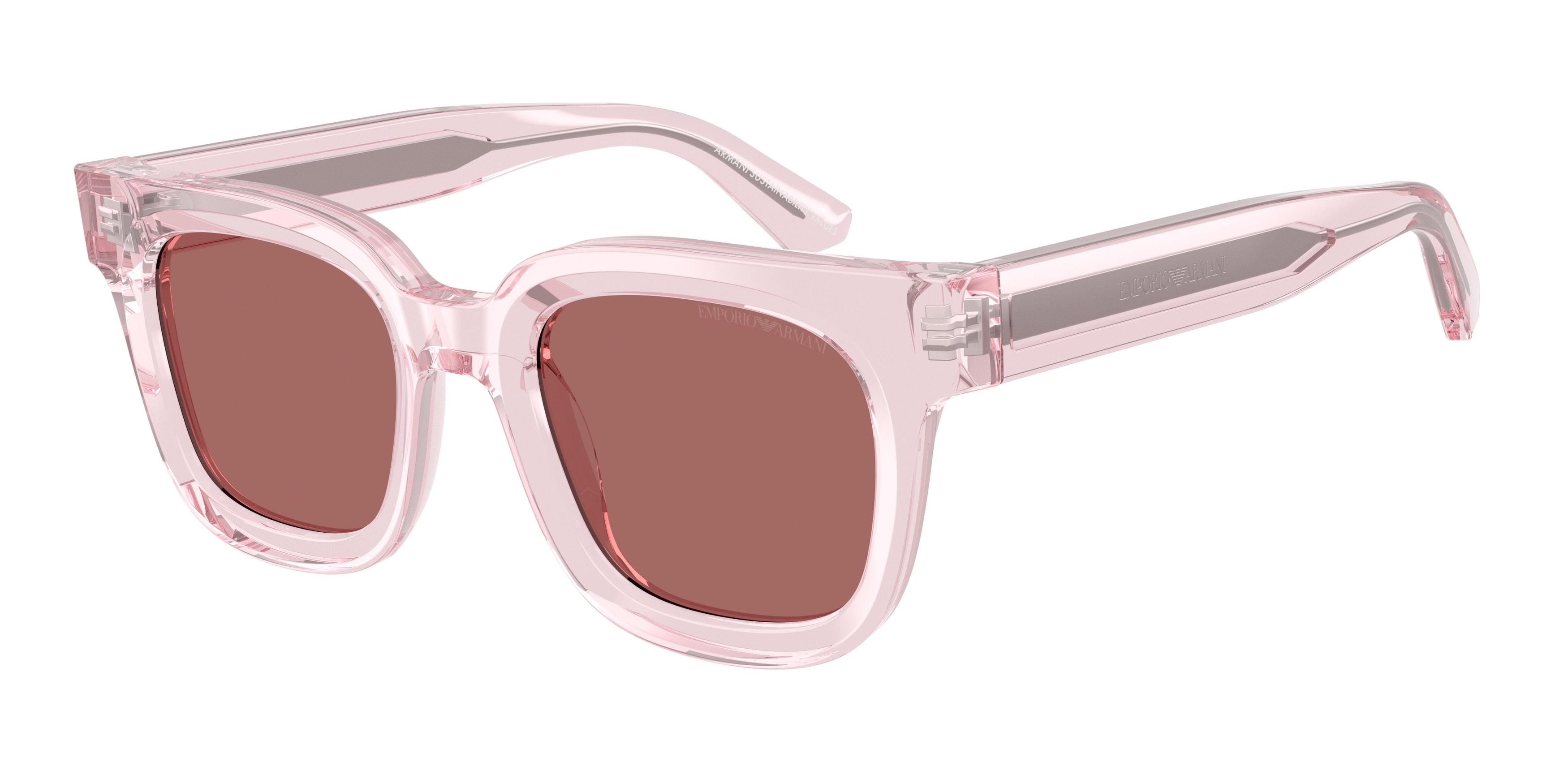 Emporio Armani EA4271 Irregular Sunglasses 636669-Shiny Transparent Pink 47-140-20 - Color Map Pink