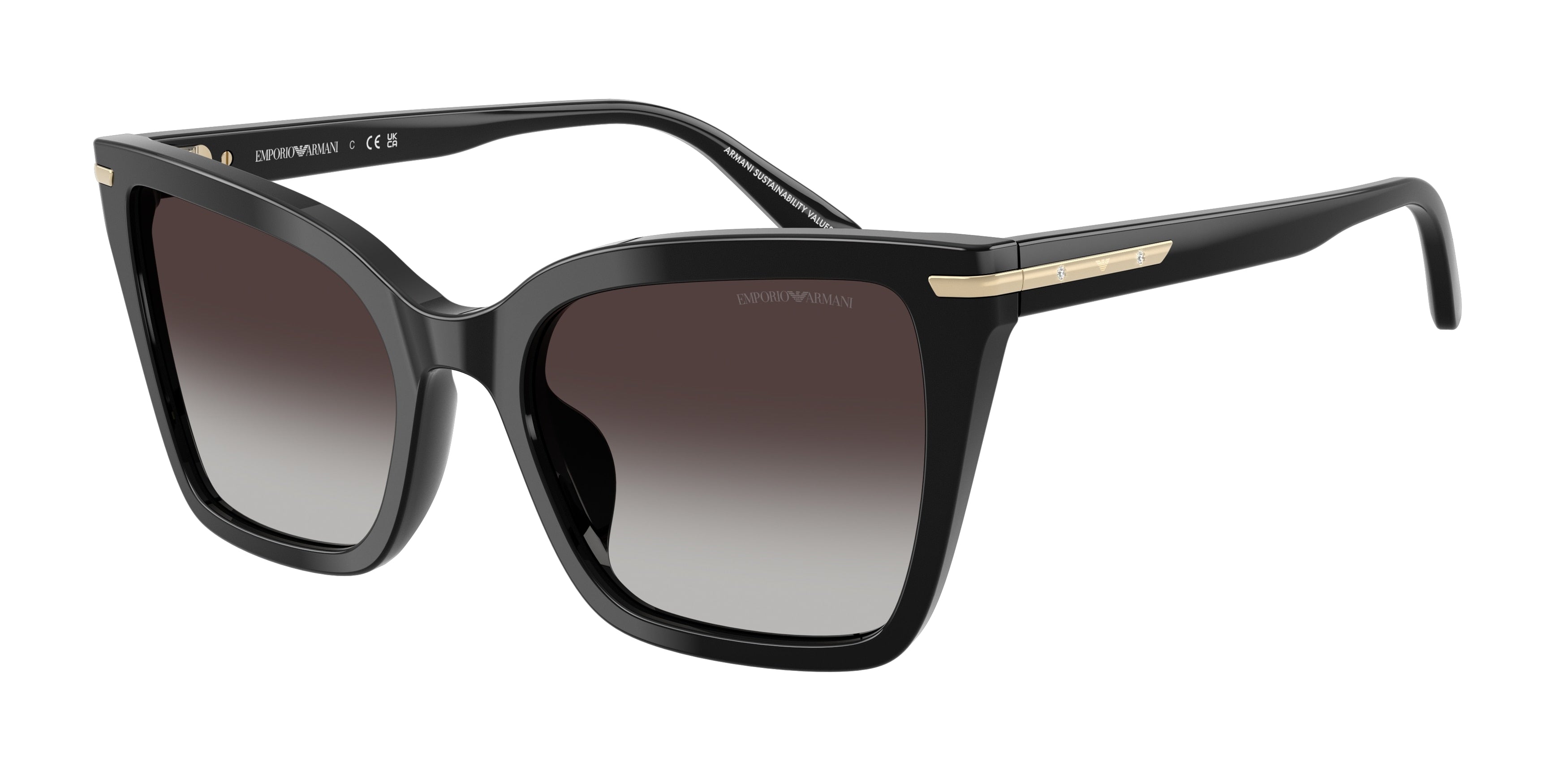 Emporio Armani EA4273BU Square Sunglasses 50178G-Shiny Black 53-140-19 - Color Map Black