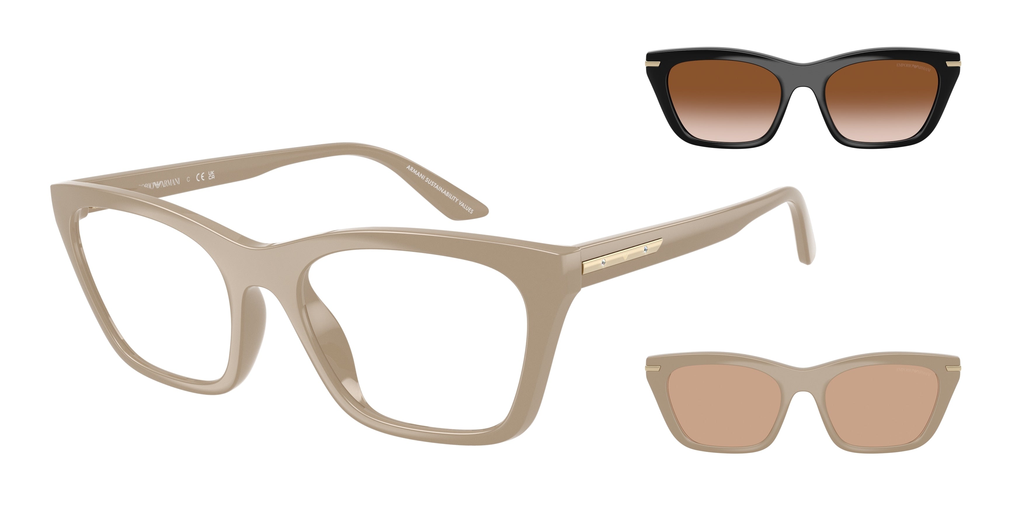 Emporio Armani EA4274BU Cat Eye Sunglasses 63791W-Shiny Tundra 55-140-19 - Color Map Brown