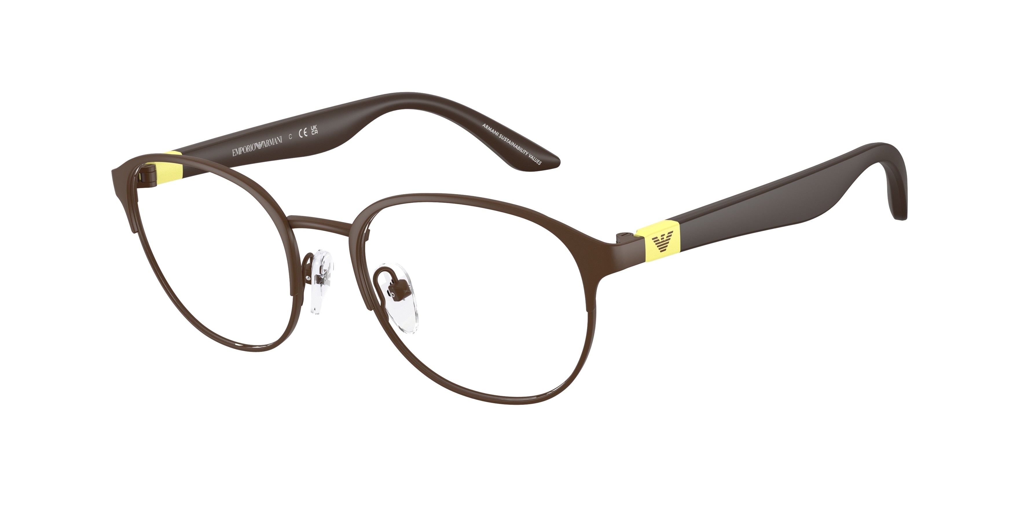 Emporio Armani Kids EK1002 Phantos Eyeglasses 3434-Matte Brown 47-130-17 - Color Map Brown