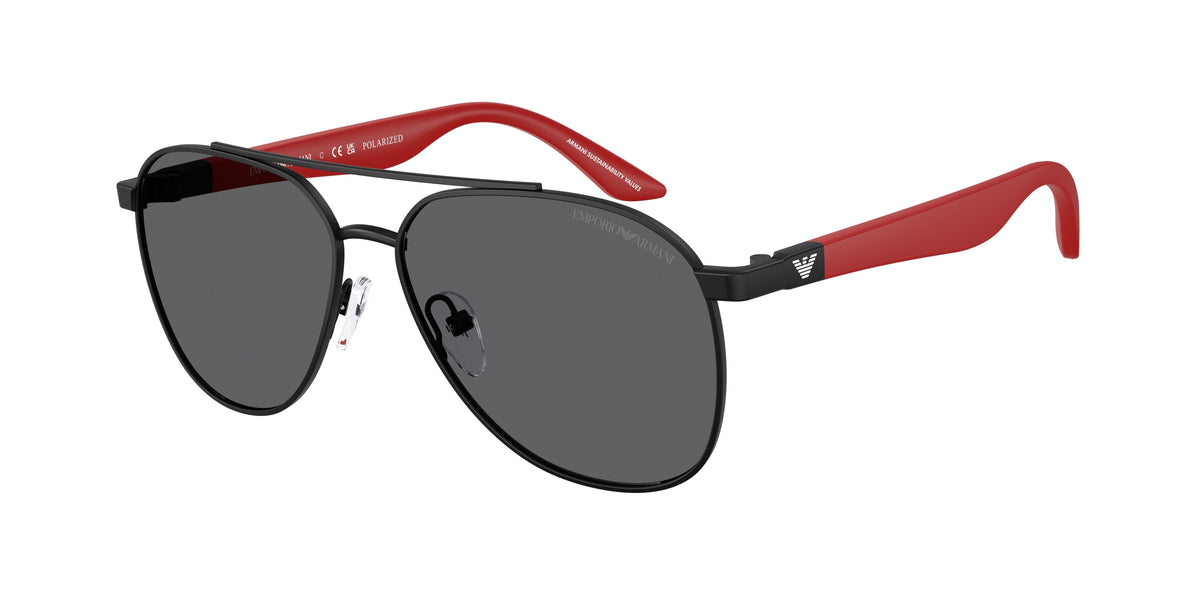 Emporio Armani Kids EK2001 Pilot Sunglasses 3001T3-Matte Black 53-130-13 - Color Map Black