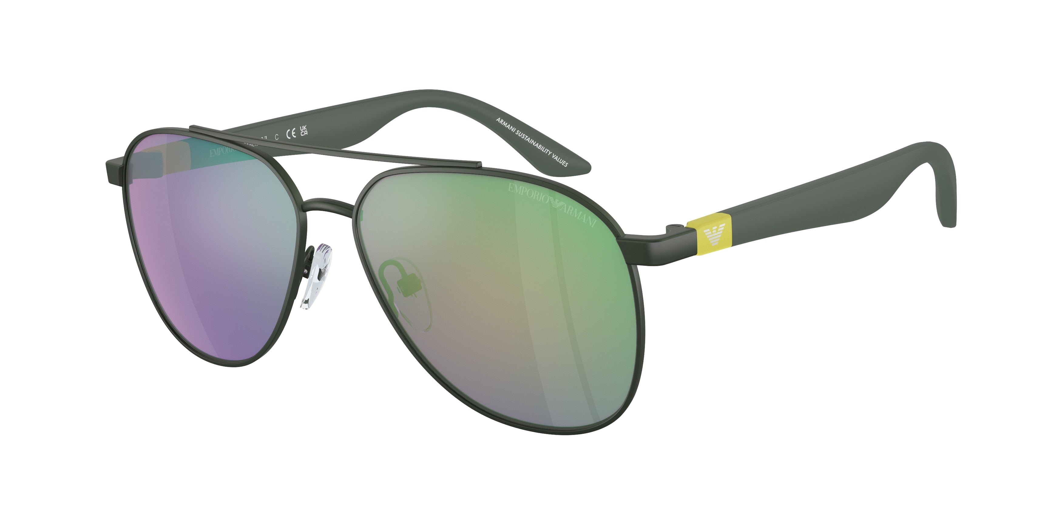 Emporio Armani Kids EK2001 Pilot Sunglasses 30173R-Matte Green 53-130-13 - Color Map Green
