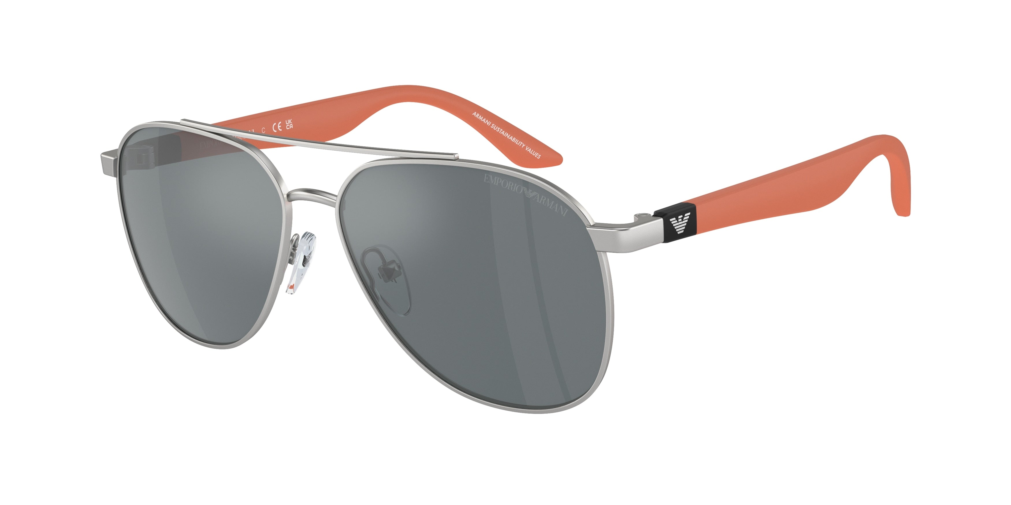 Emporio Armani Kids EK2001 Pilot Sunglasses 30456G-Matte Silver 53-130-13 - Color Map Silver