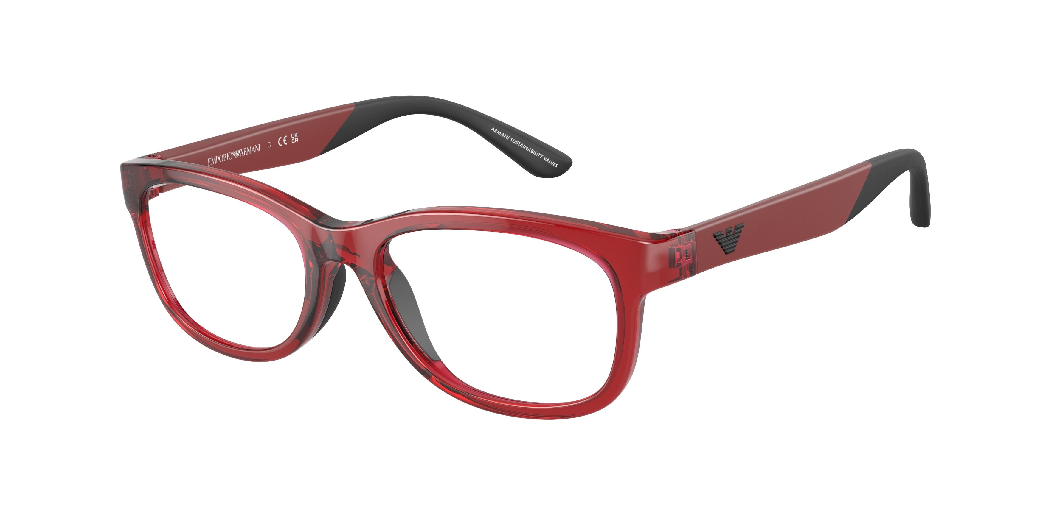 Emporio Armani Kids EK3001F Pillow Eyeglasses 5440-Shiny Transparent Red 49-125-16 - Color Map Red