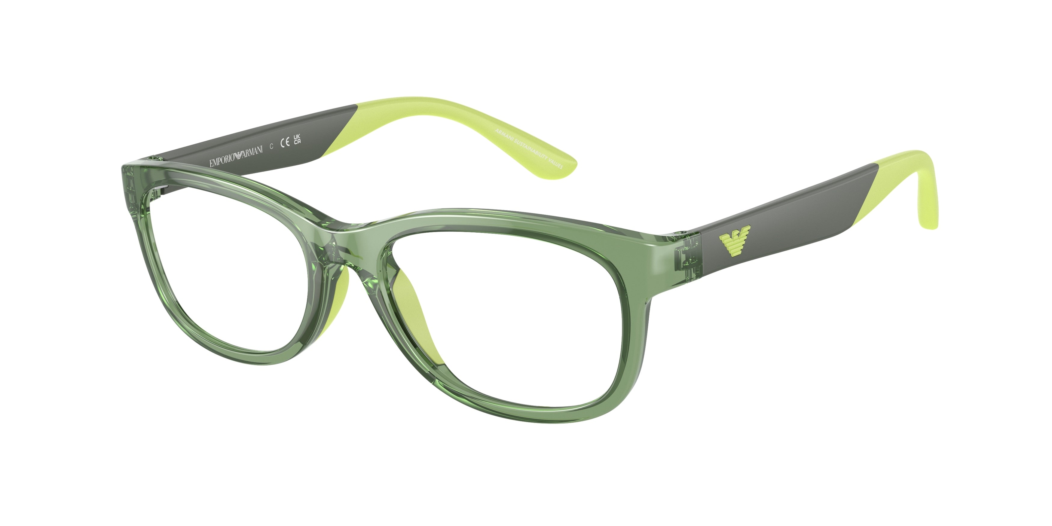 Emporio Armani Kids EK3001 Pillow Eyeglasses 5359-Shiny Transparent Green 49-125-16 - Color Map Green