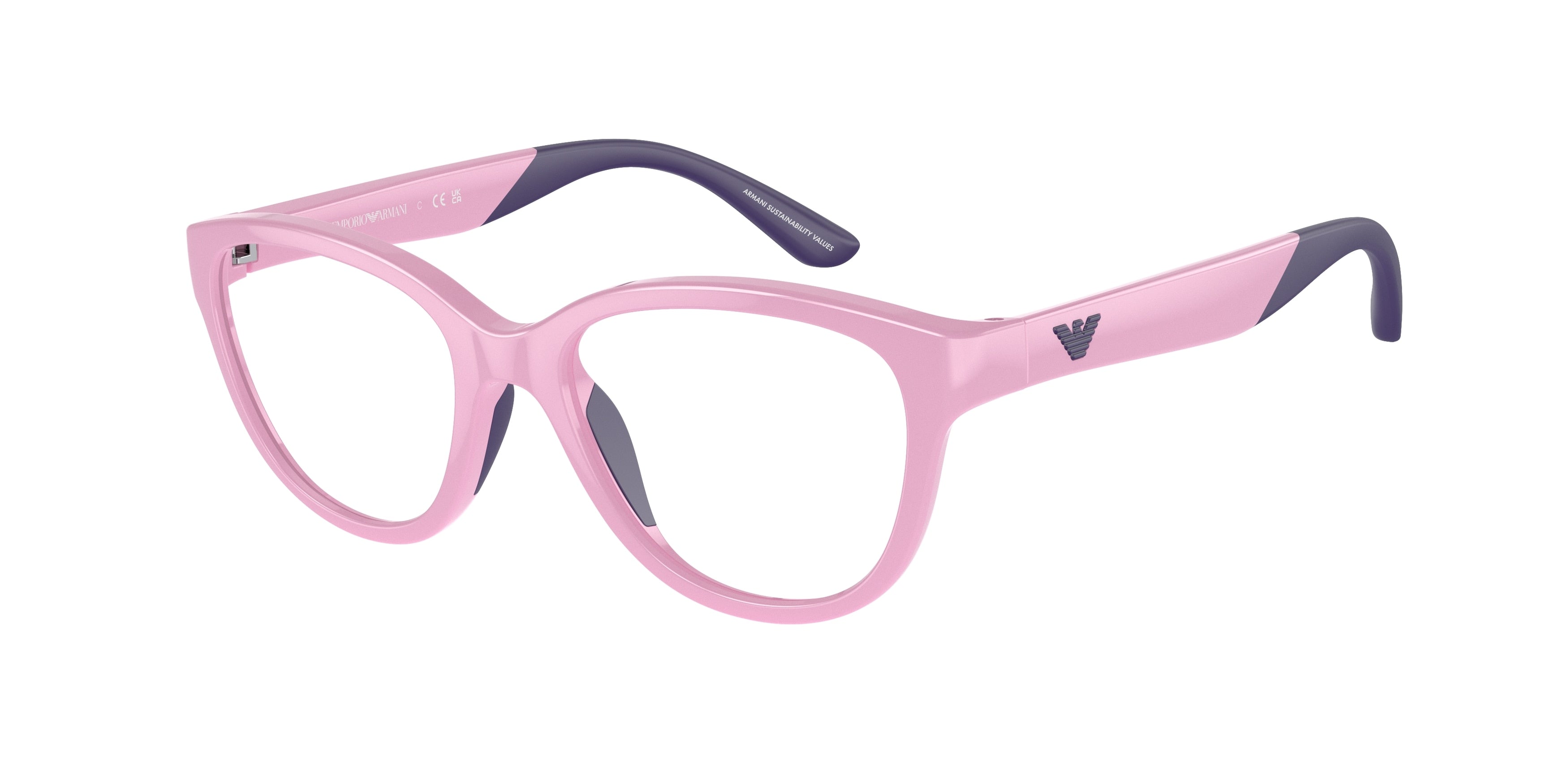 Emporio Armani Kids EK3002 Cat Eye Eyeglasses 6016-Shiny Lilac 47-125-16 - Color Map Violet