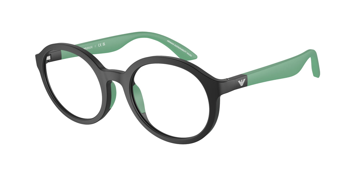 Emporio Armani Kids EK3005F Round Eyeglasses 5001-Matte Black 48-130-19 - Color Map Black
