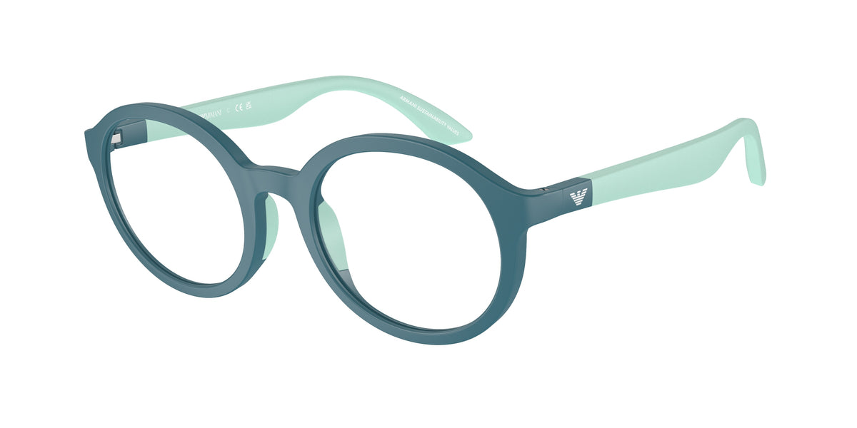 Emporio Armani Kids EK3005 Round Eyeglasses 6123-Matte Petroleum 48-130-19 - Color Map Green