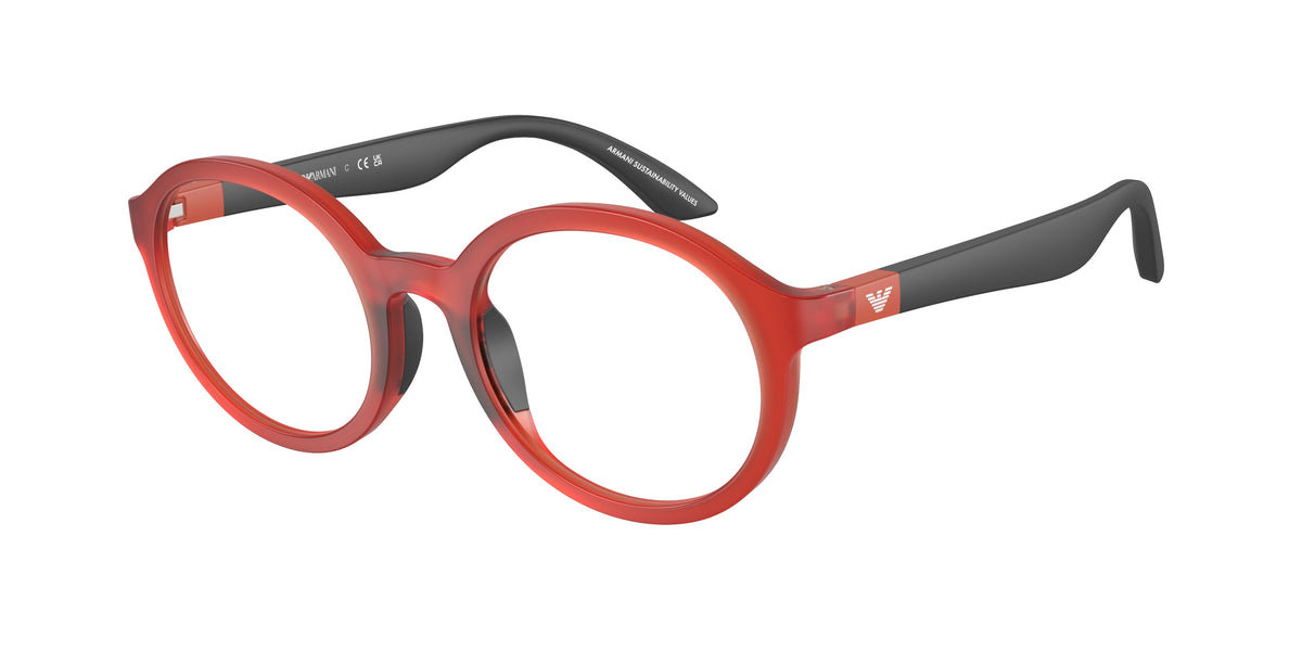 Emporio Armani Kids EK3005 Round Eyeglasses 6128-Opaline Red 48-130-19 - Color Map Red