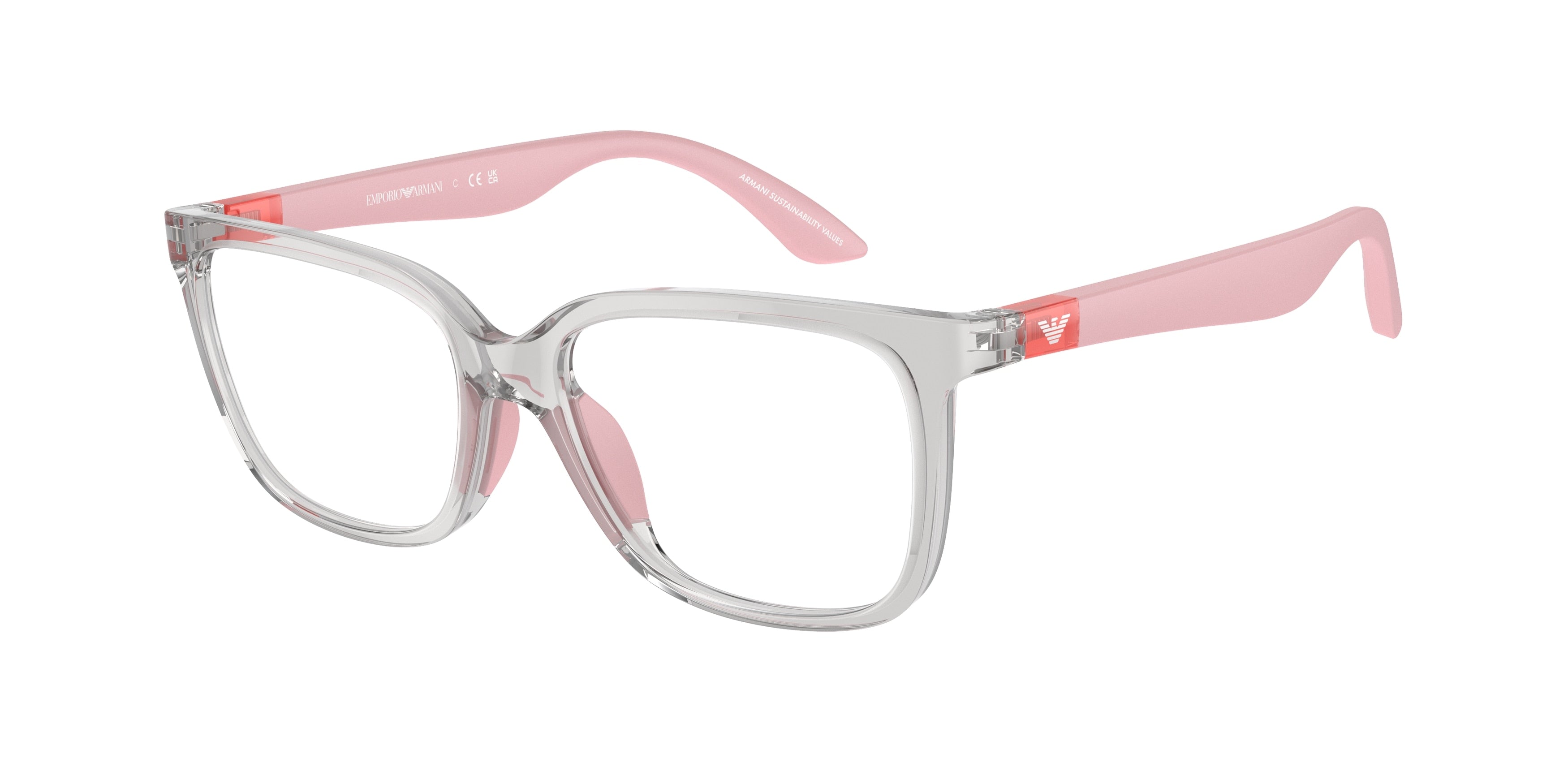 Emporio Armani Kids EK3006F Pillow Eyeglasses 6142-Shiny Transparent Grey 49-130-15 - Color Map Grey