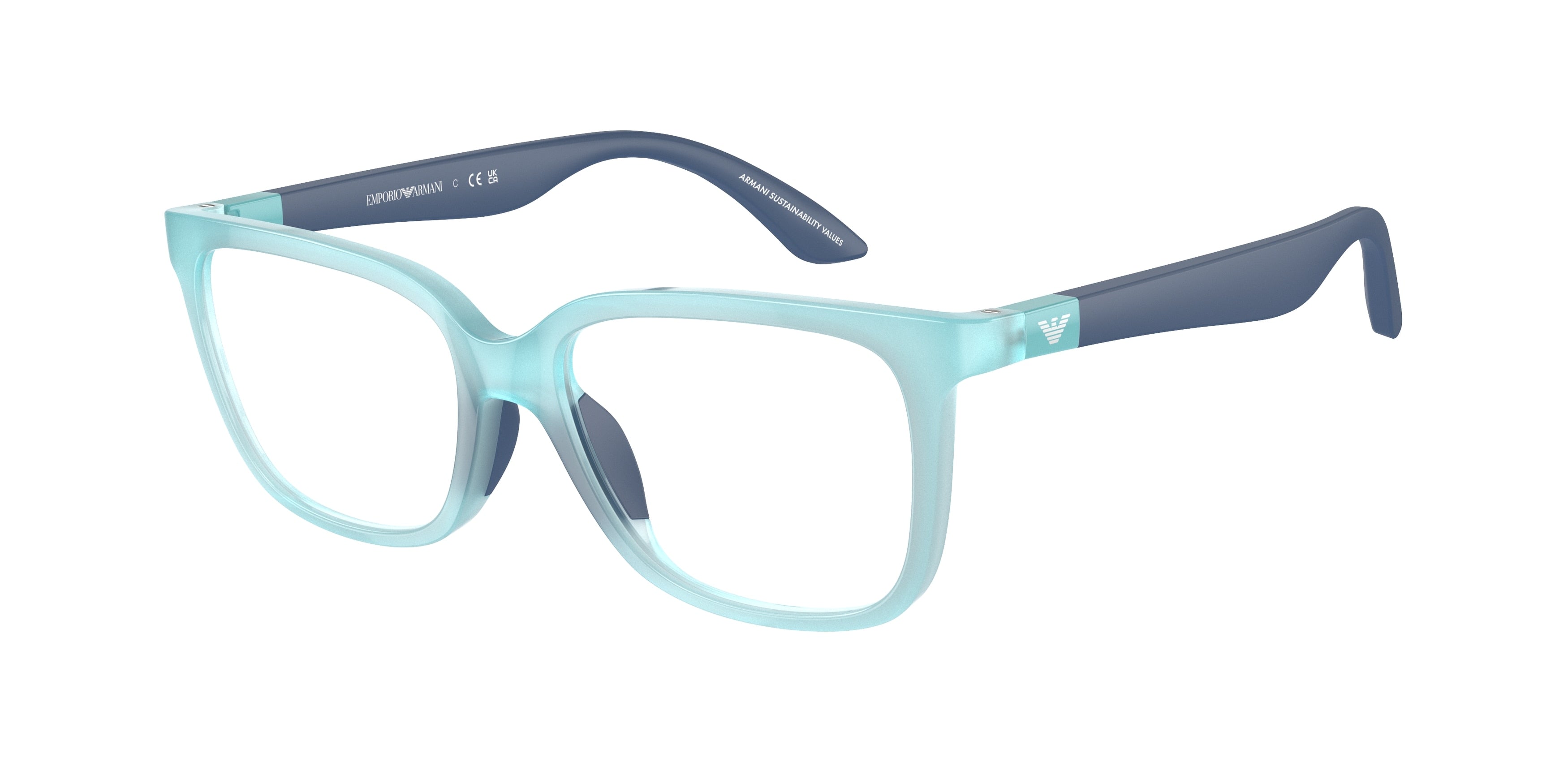 Emporio Armani Kids EK3006 Pillow Eyeglasses 6137-Opaline Azure 47-125-15 - Color Map Blue