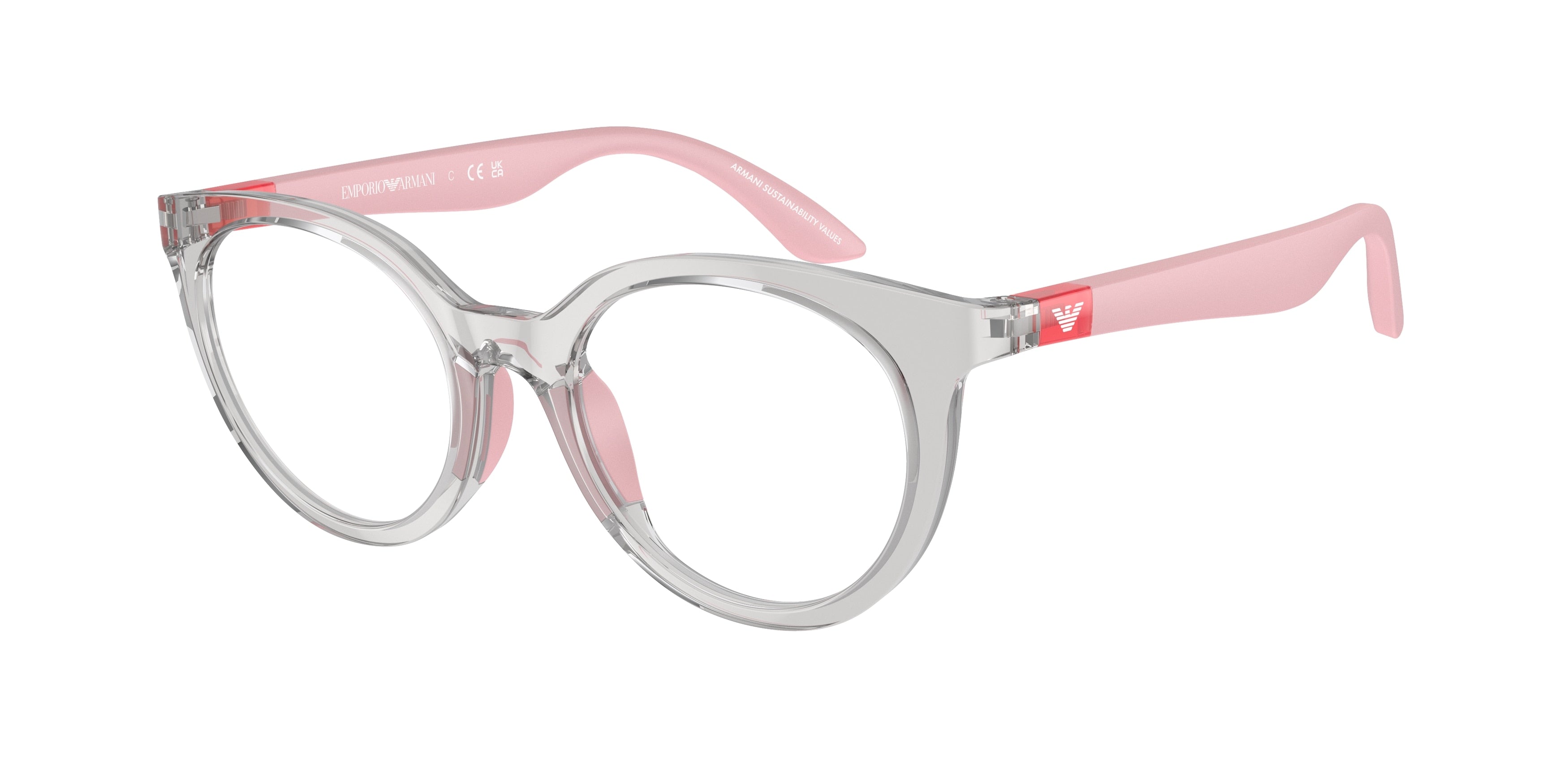 Emporio Armani Kids EK3007F Phantos Eyeglasses 6142-Shiny Transparent Grey 47-130-18 - Color Map Grey
