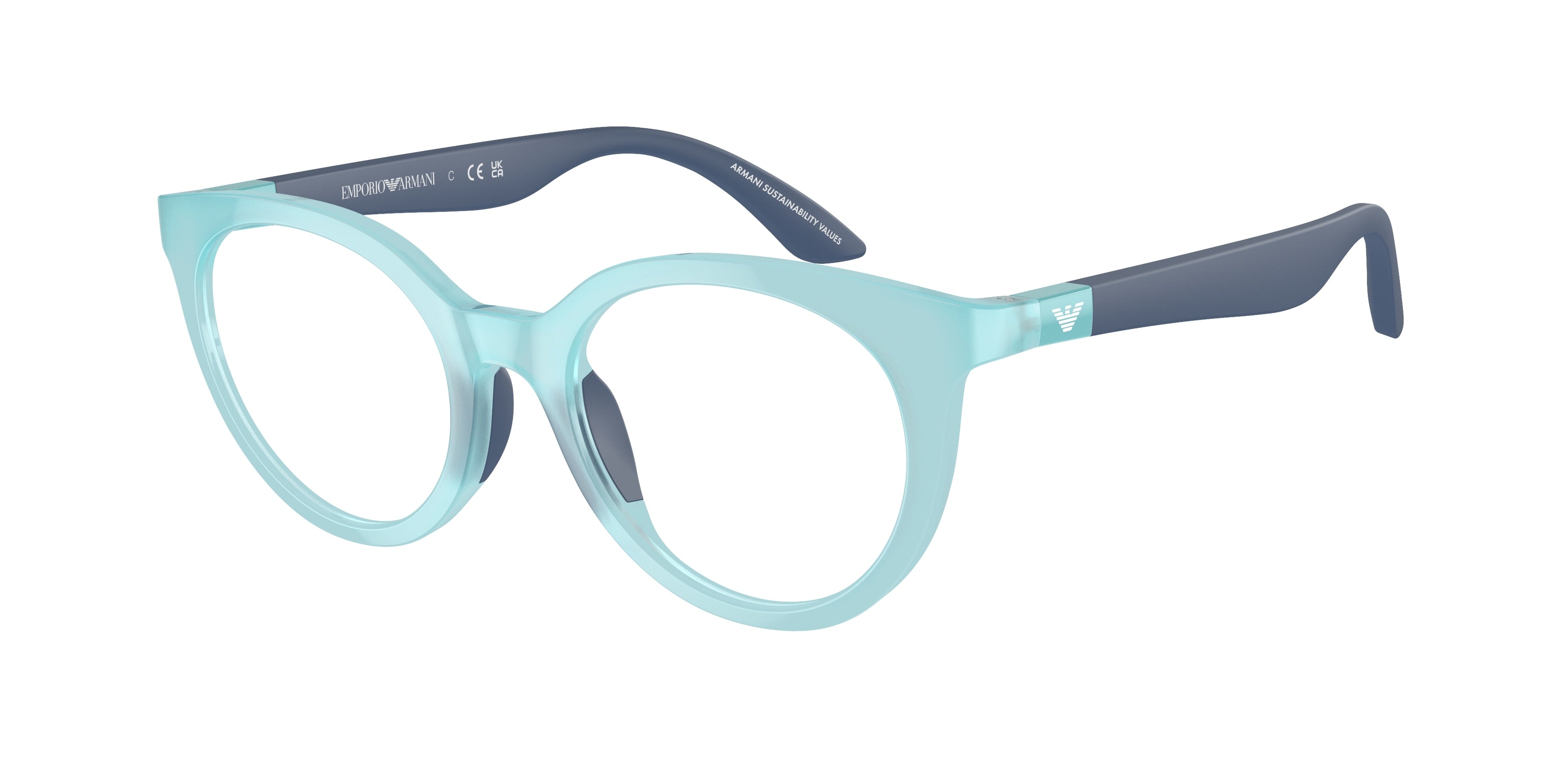Emporio Armani Kids EK3007 Phantos Eyeglasses 6137-Opaline Azure 47-130-18 - Color Map Blue