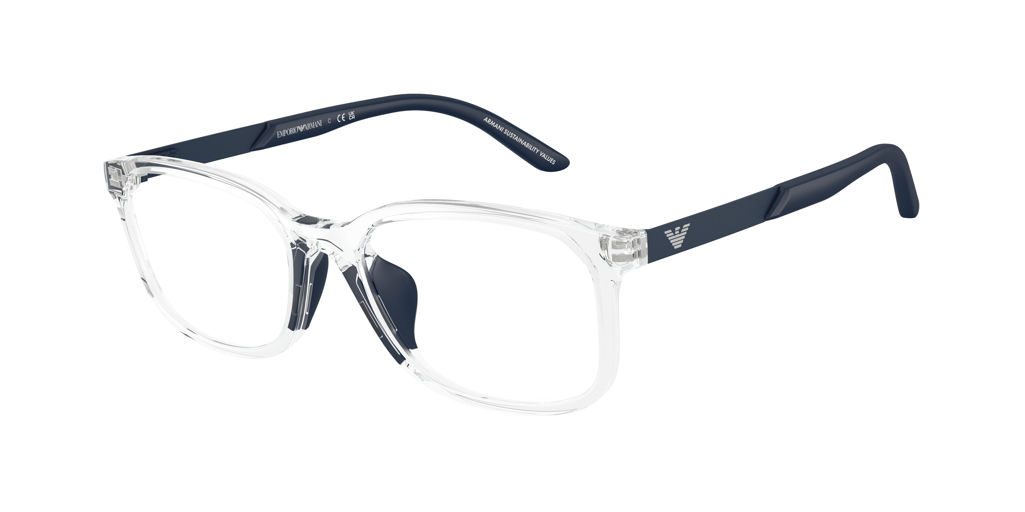Emporio Armani Kids EK3008U Pillow Eyeglasses 5893-Shiny Crystal 49-130-16 - Color Map Transparent