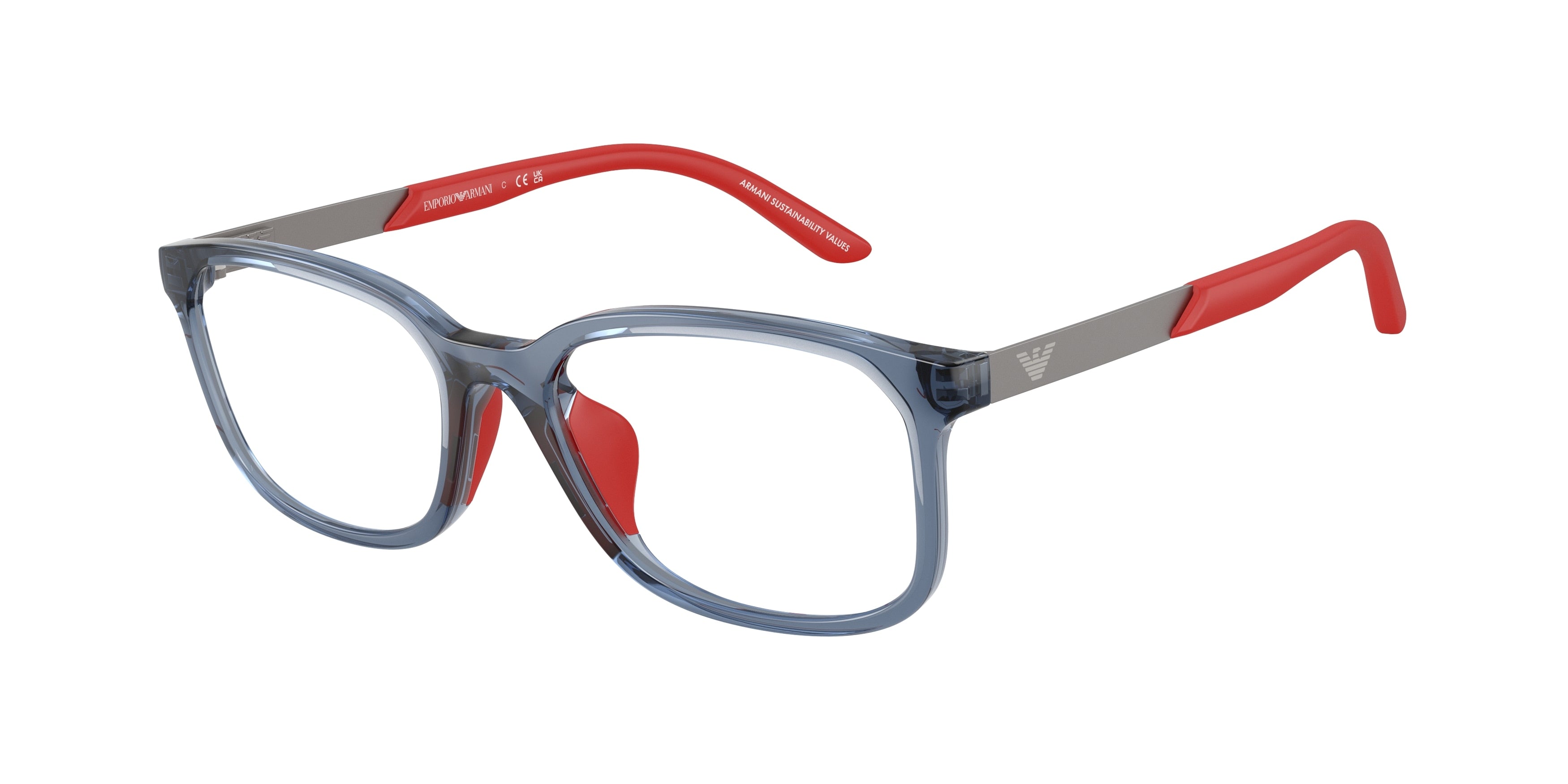 Emporio Armani Kids EK3008U Pillow Eyeglasses 6278-Transparent Blue 49-130-16 - Color Map Blue
