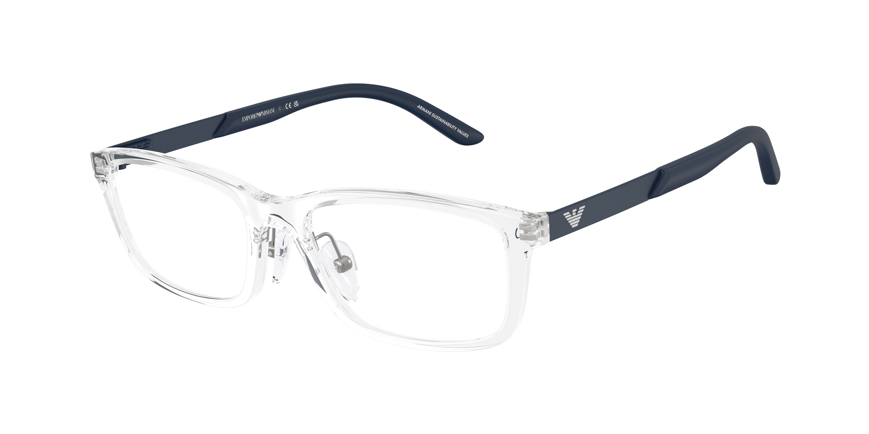 Emporio Armani Kids EK3009 Rectangle Eyeglasses 5893-Shiny Crystal 49-130-16 - Color Map Transparent
