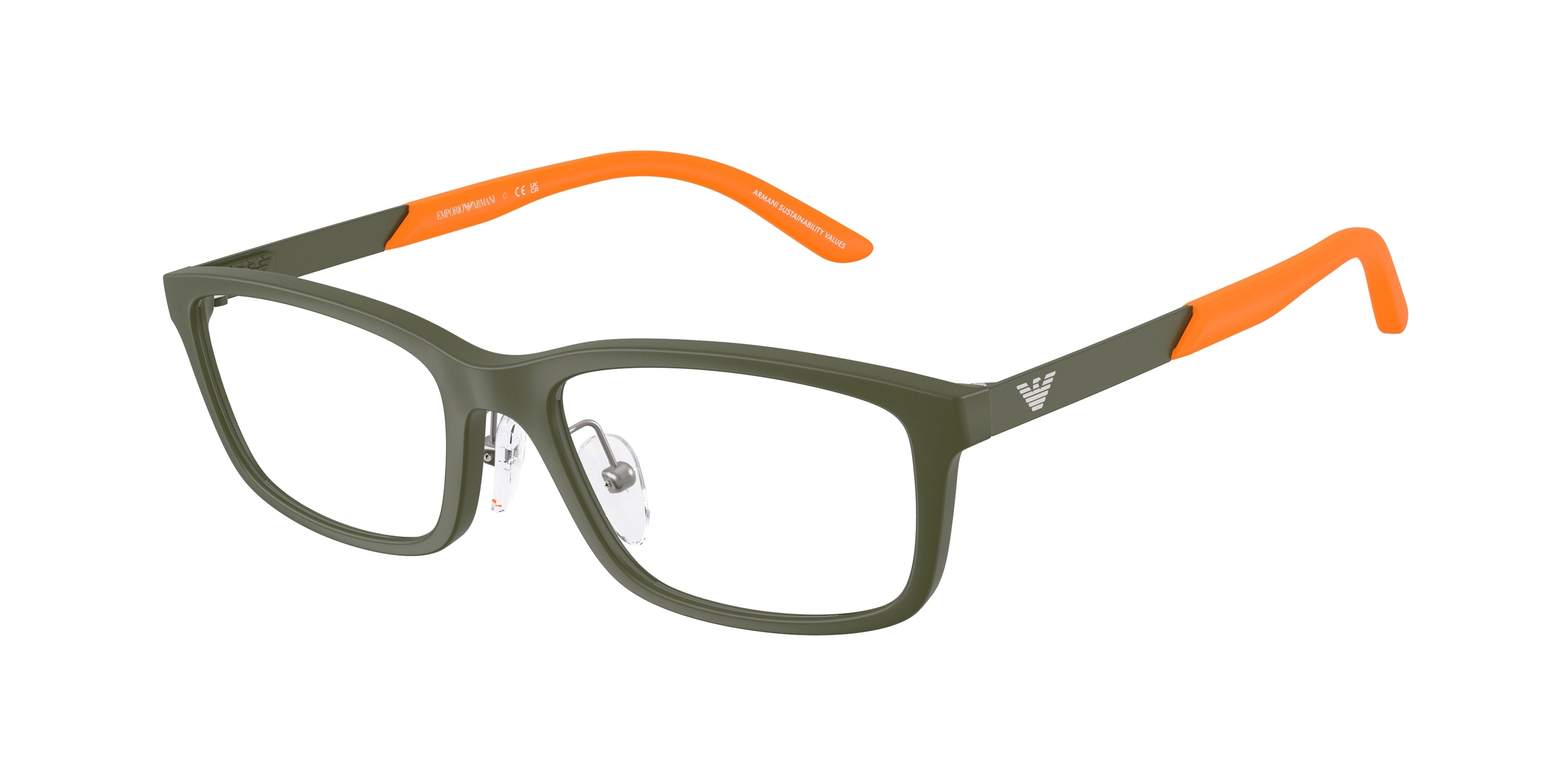 Emporio Armani Kids EK3009 Rectangle Eyeglasses 6189-Matte Green 49-130-16 - Color Map Green