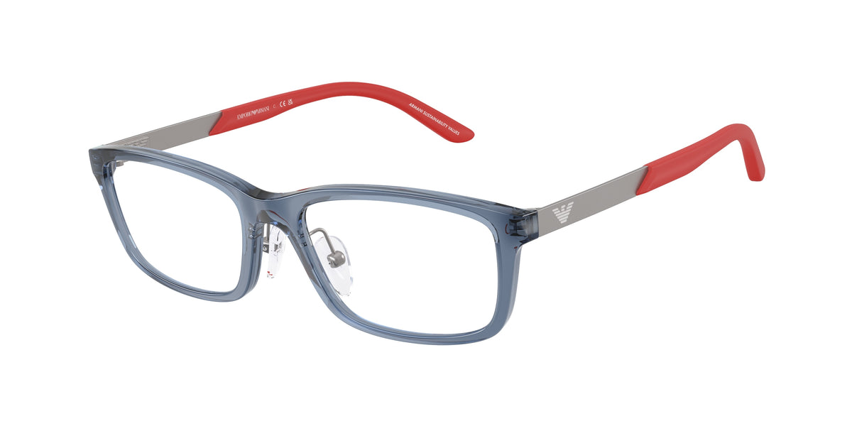 Emporio Armani Kids EK3009 Rectangle Eyeglasses 6278-Transparent Blue 49-130-16 - Color Map Blue