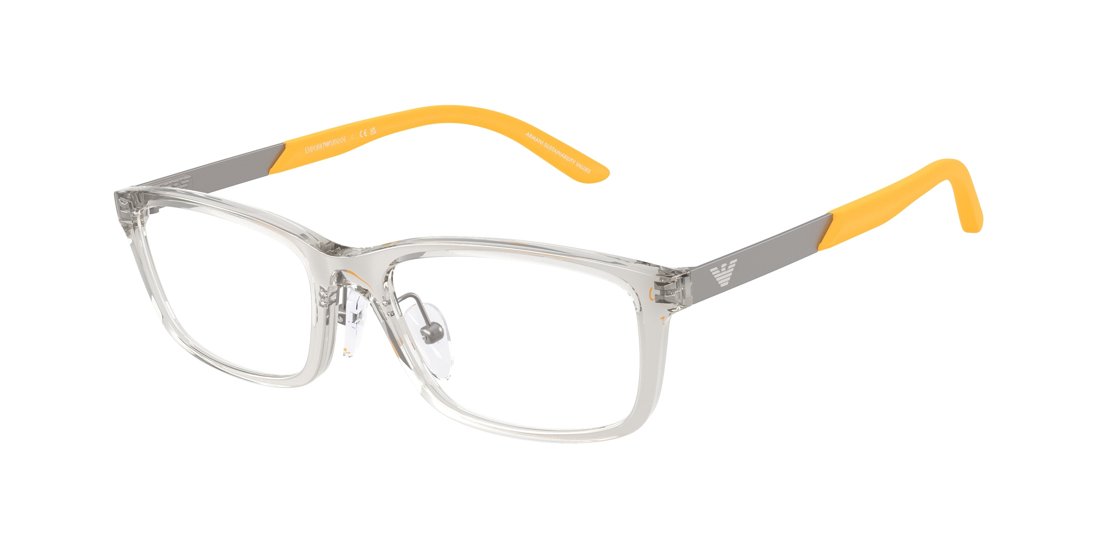 Emporio Armani Kids EK3009 Rectangle Eyeglasses 6279-Transparent Grey 49-130-16 - Color Map Grey
