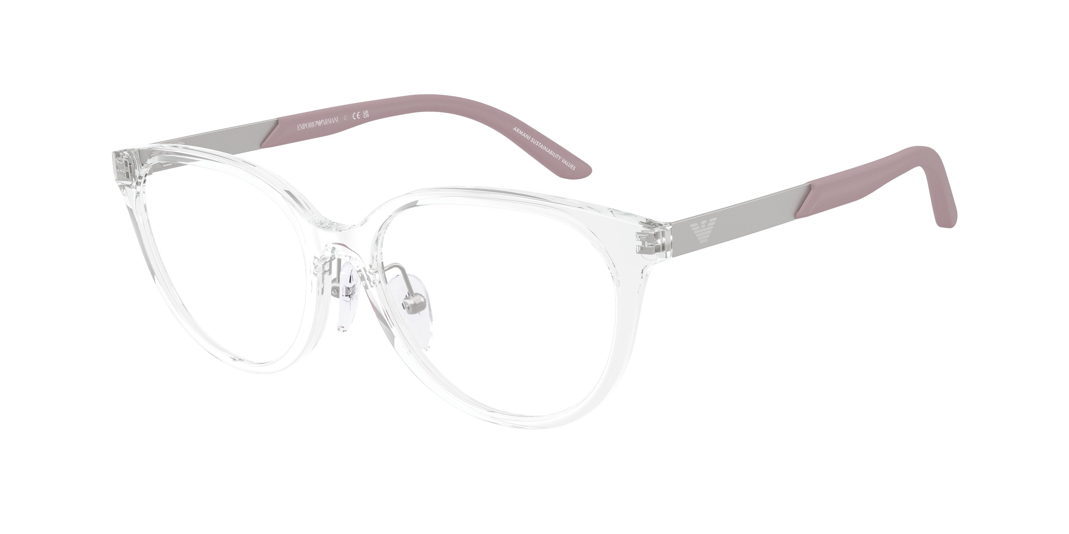 Emporio Armani Kids EK3010 Cat Eye Eyeglasses 5893-Shiny Crystal 48-130-15 - Color Map Transparent