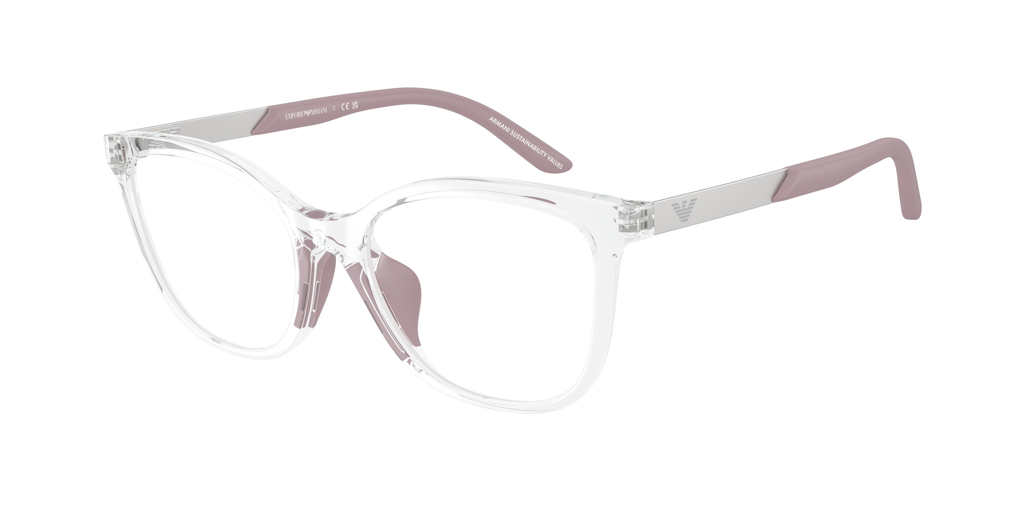 Emporio Armani Kids EK3011U Butterfly Eyeglasses 5893-Shiny Crystal 48-130-16 - Color Map Transparent