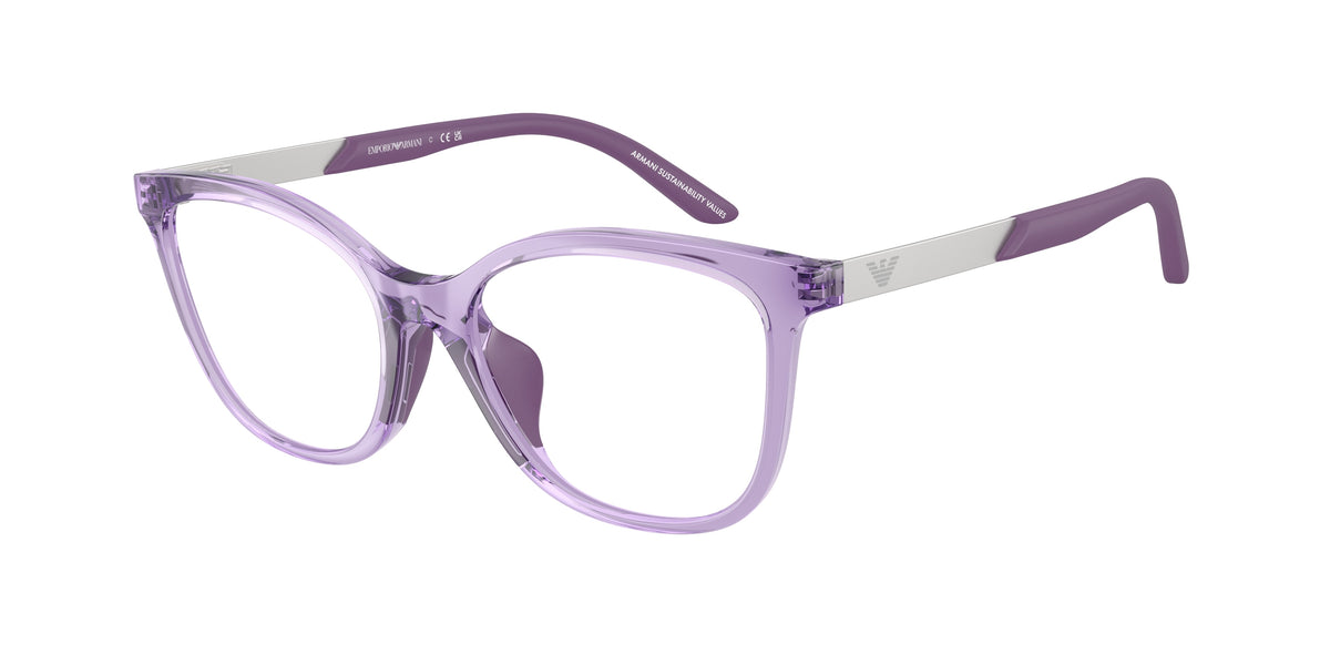 Emporio Armani Kids EK3011U Butterfly Eyeglasses 6280-Shiny Transparent Violet 48-130-16 - Color Map Violet