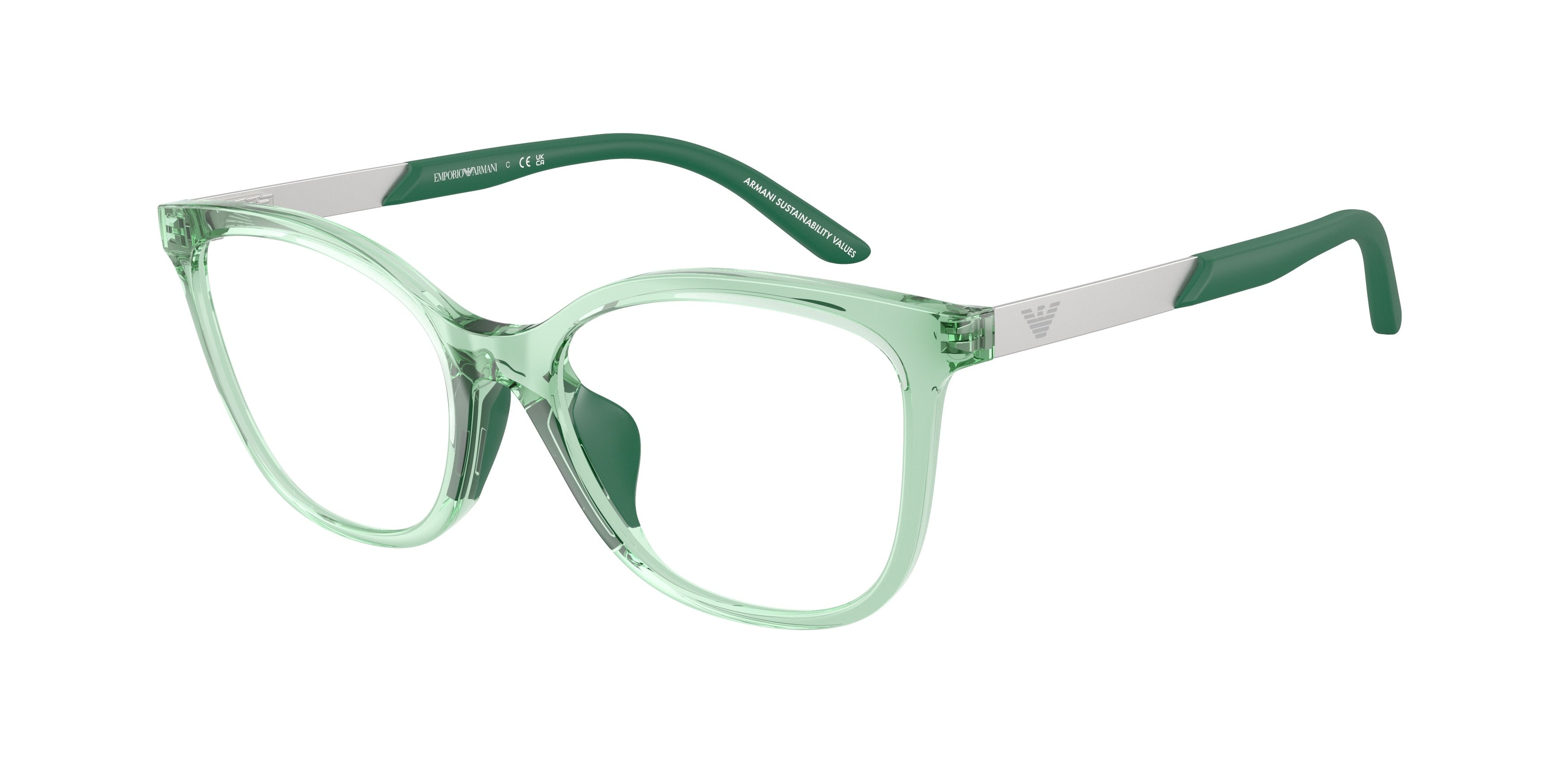 Emporio Armani Kids EK3011U Butterfly Eyeglasses 6281-Shiny Transparent Green 48-130-16 - Color Map Green